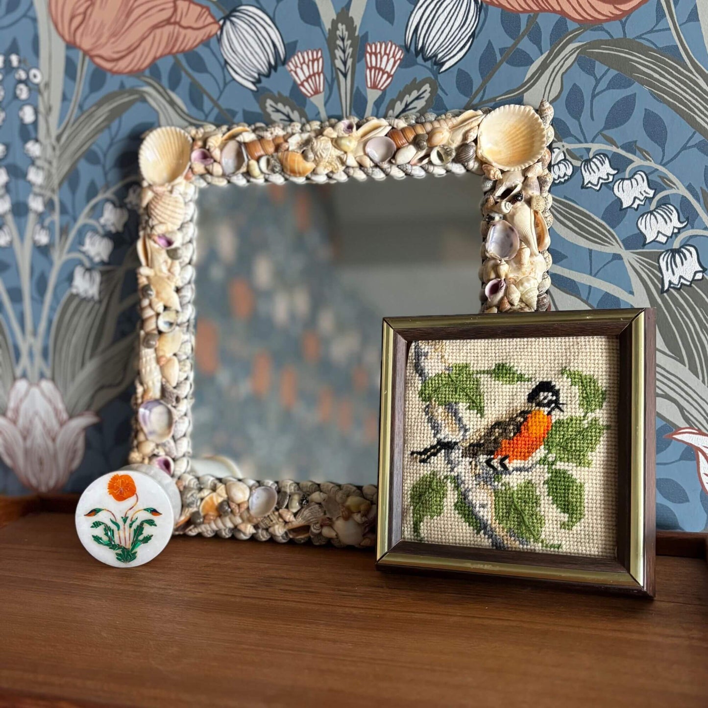 Vintage Natural Seashell Square Mirror image 6