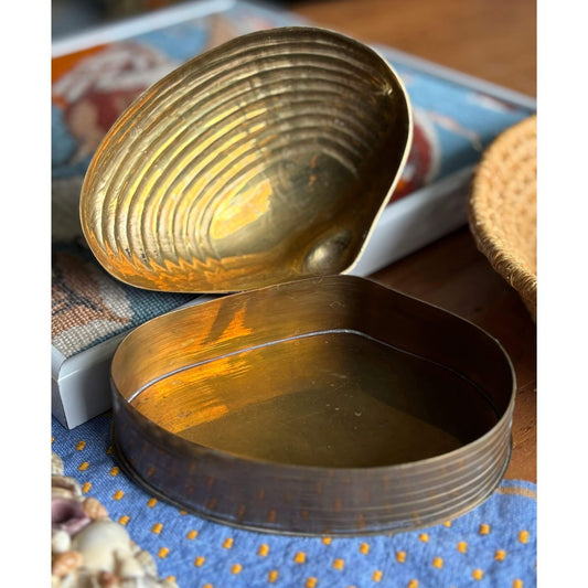 Vintage Brass Seashell Hinged Trinket Box image 0