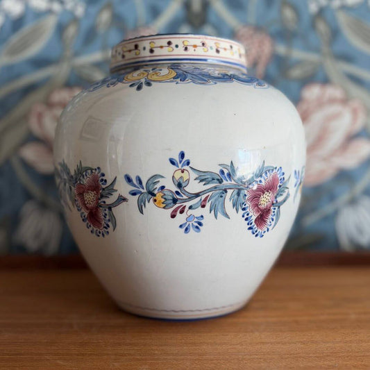 Vintage Porcelain Portuguese Floral Ginger Jar image 0