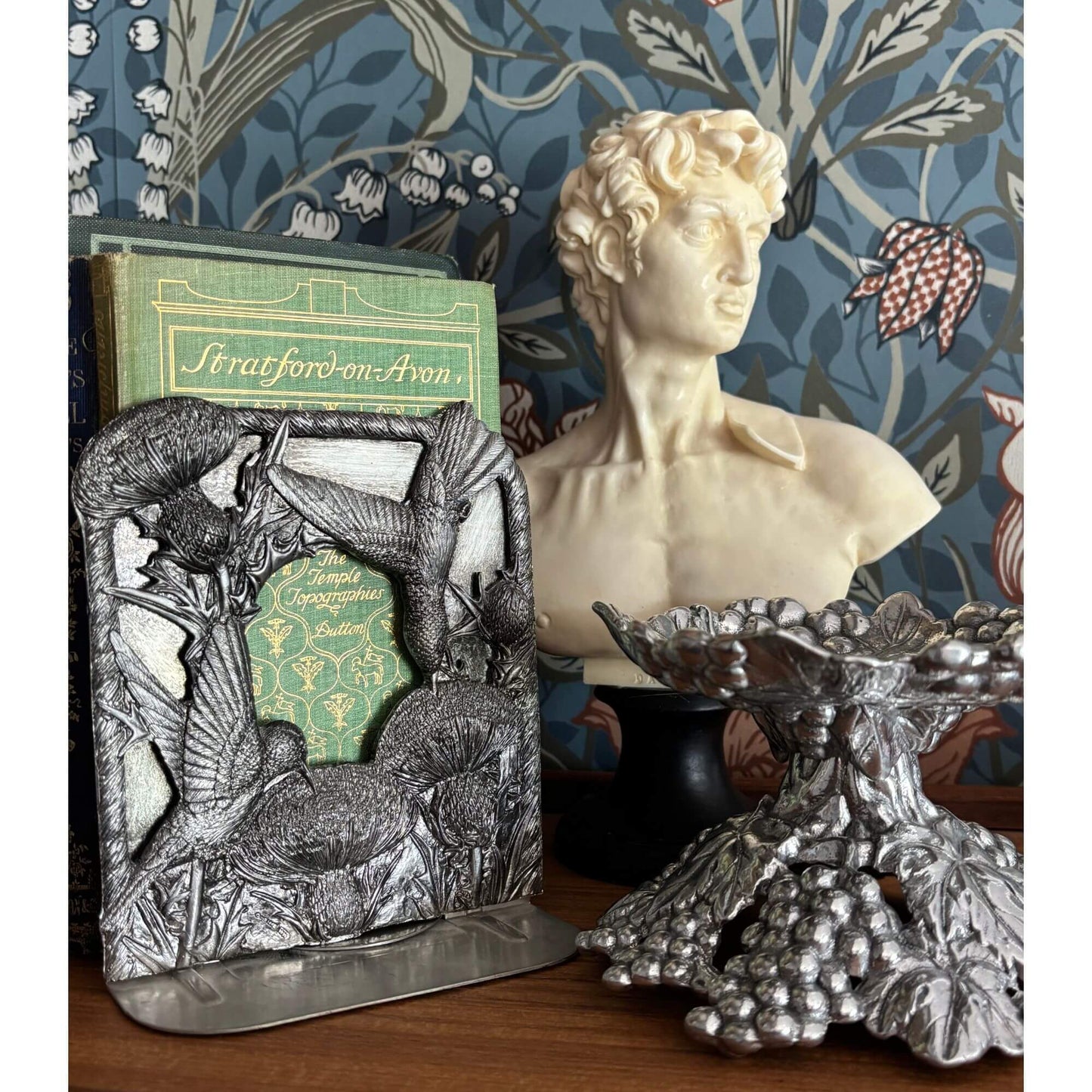 Vintage Pewter Hummingbird & Thistle Bookends image 5
