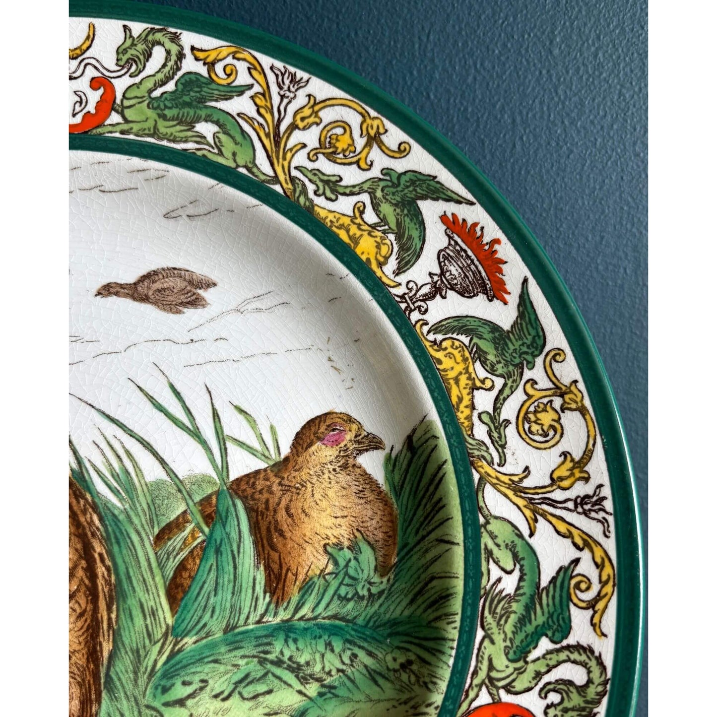 Antique Rare Formosa Etruria Wedgwood Grouse Bird Plate image 3