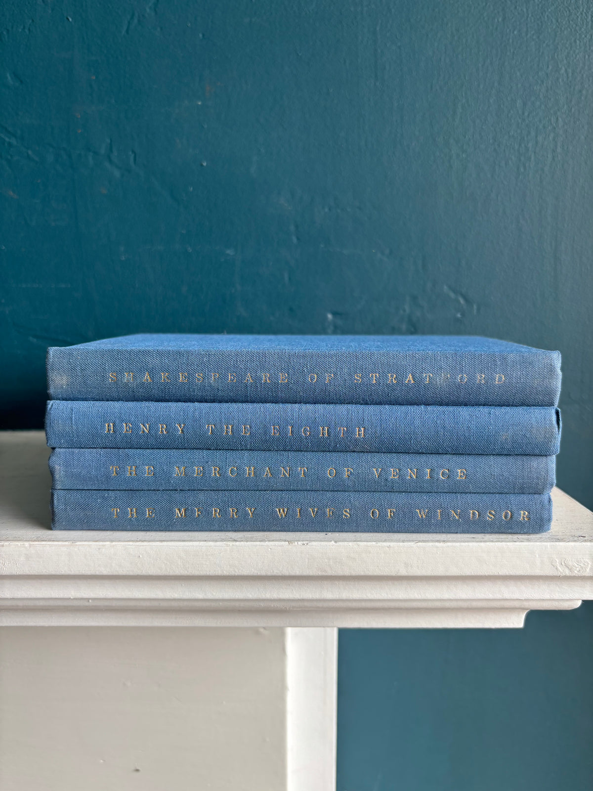 Vintage Linen Blue Shakespeare Book Set of 4