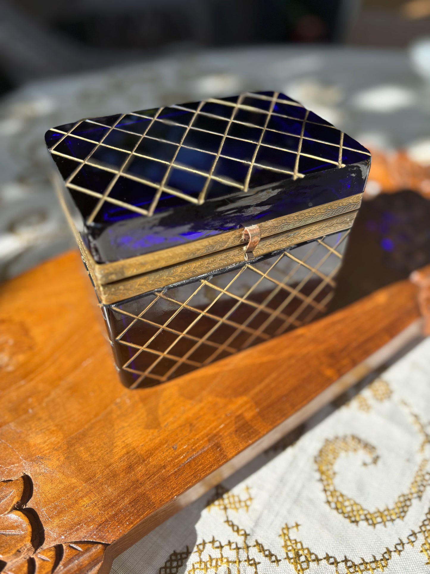 RESERVED 19th Century French Cobalt Blue Casket