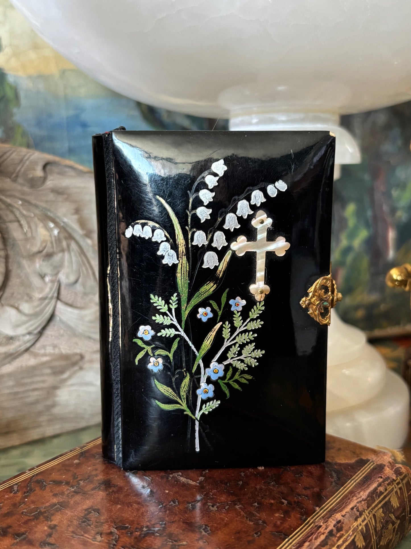Antique 1884 Prayer Book Mother of Pearl Clasp Book Czech