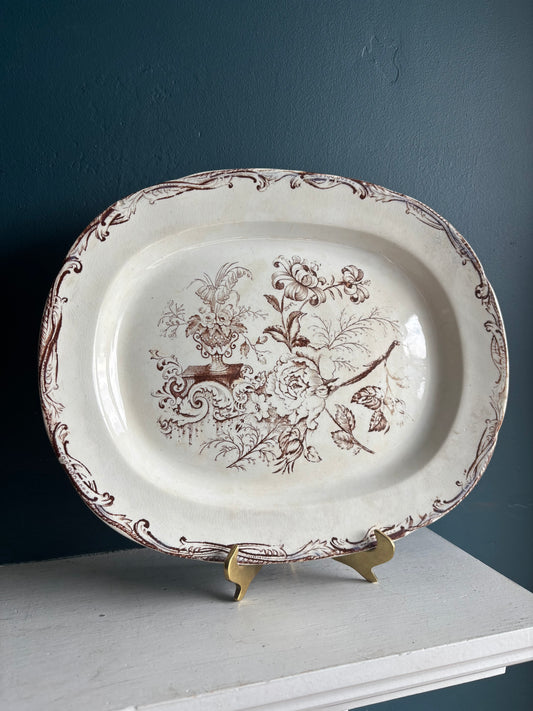 Antique Brown Transferware English Platter
