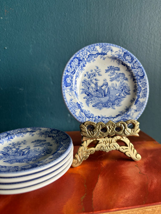 Copeland Spode Transferware Butter Pat Blue & White 3”