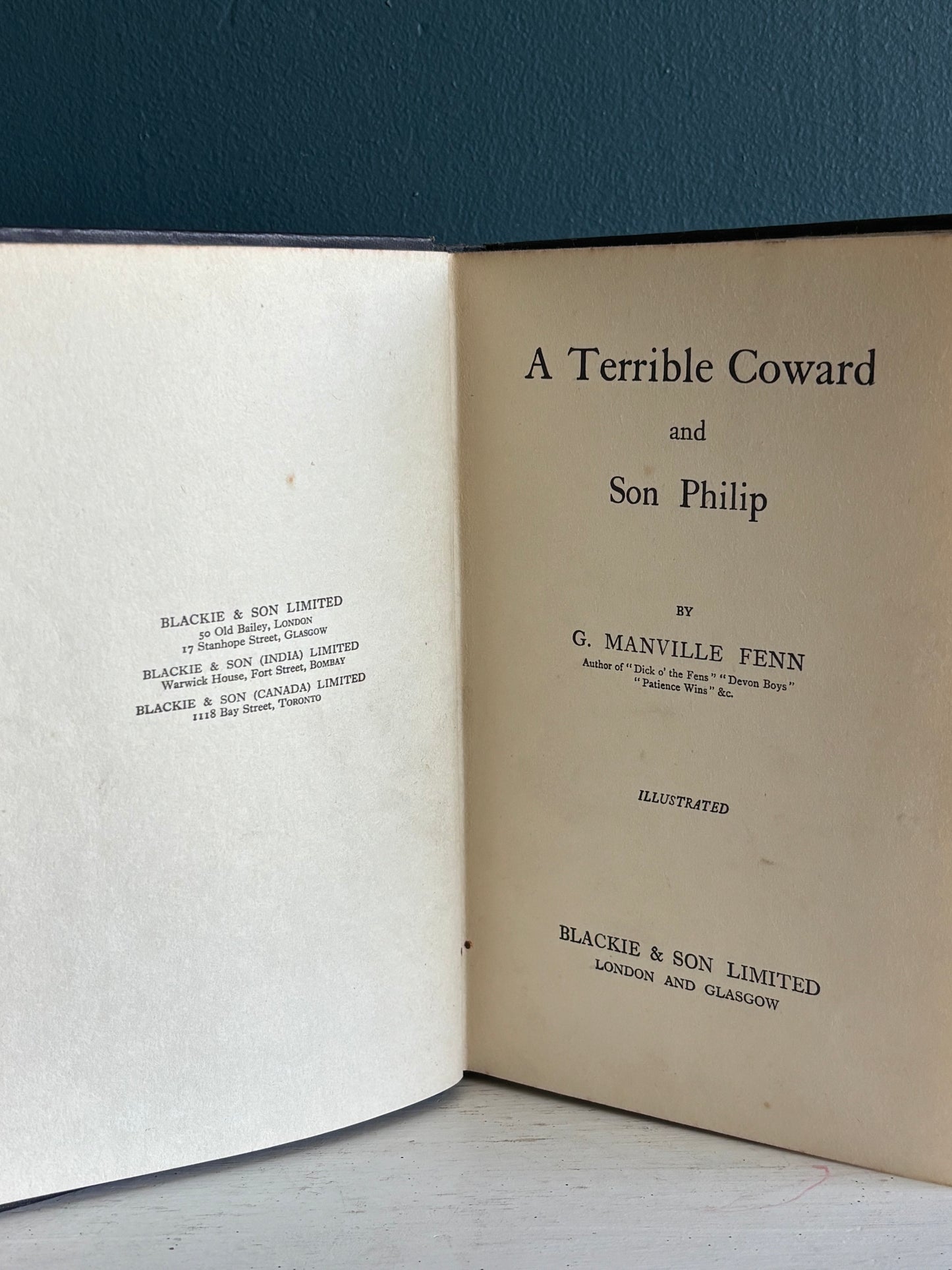Antique Arts & Crafts Book Cover Design A Terrible Coward 19th Century Book