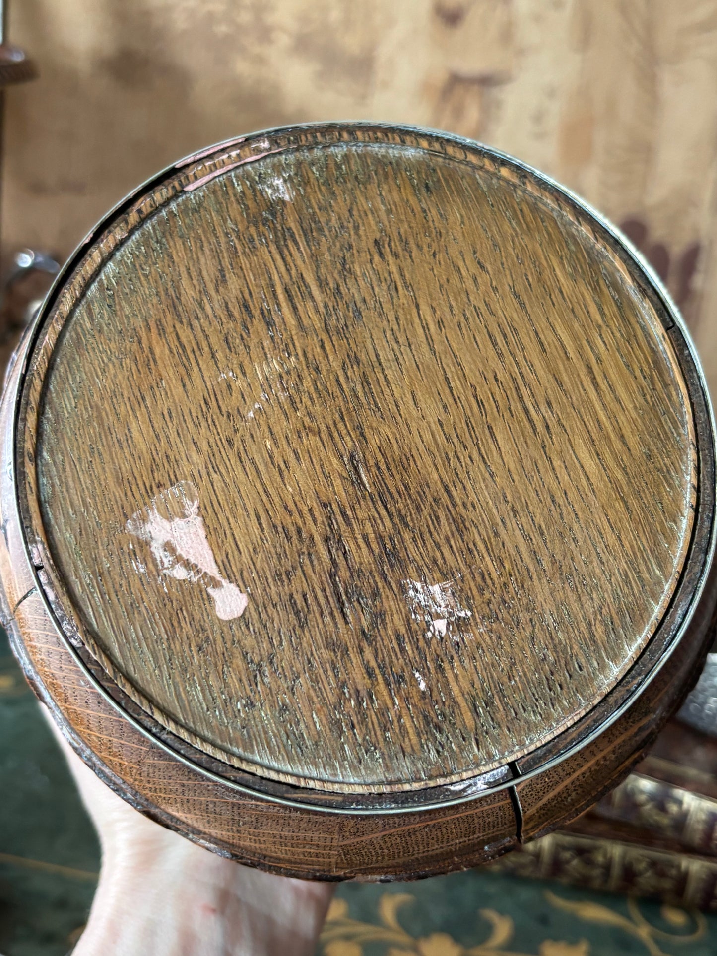 English Oak Silver Biscuit Barrel Ice Bucket