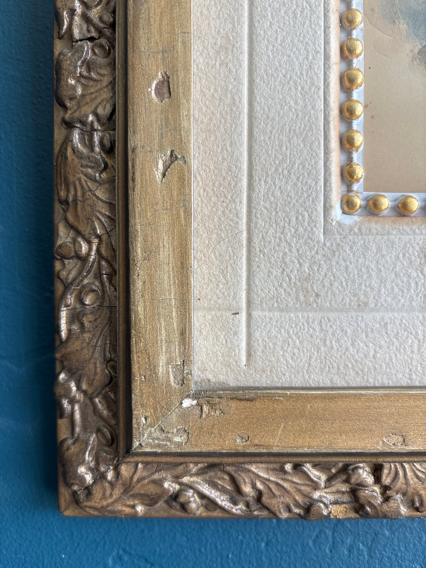 Antique Victorian Portrait Watercolor Gilt Wood Frame