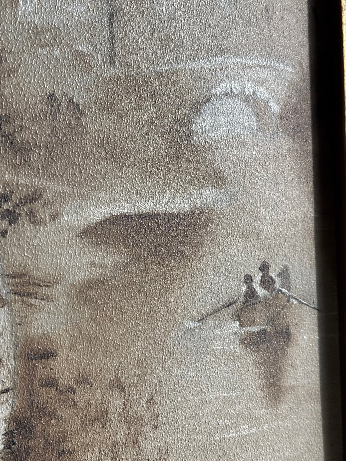 Early Vintage Sepia Tone Framed Oil Painting