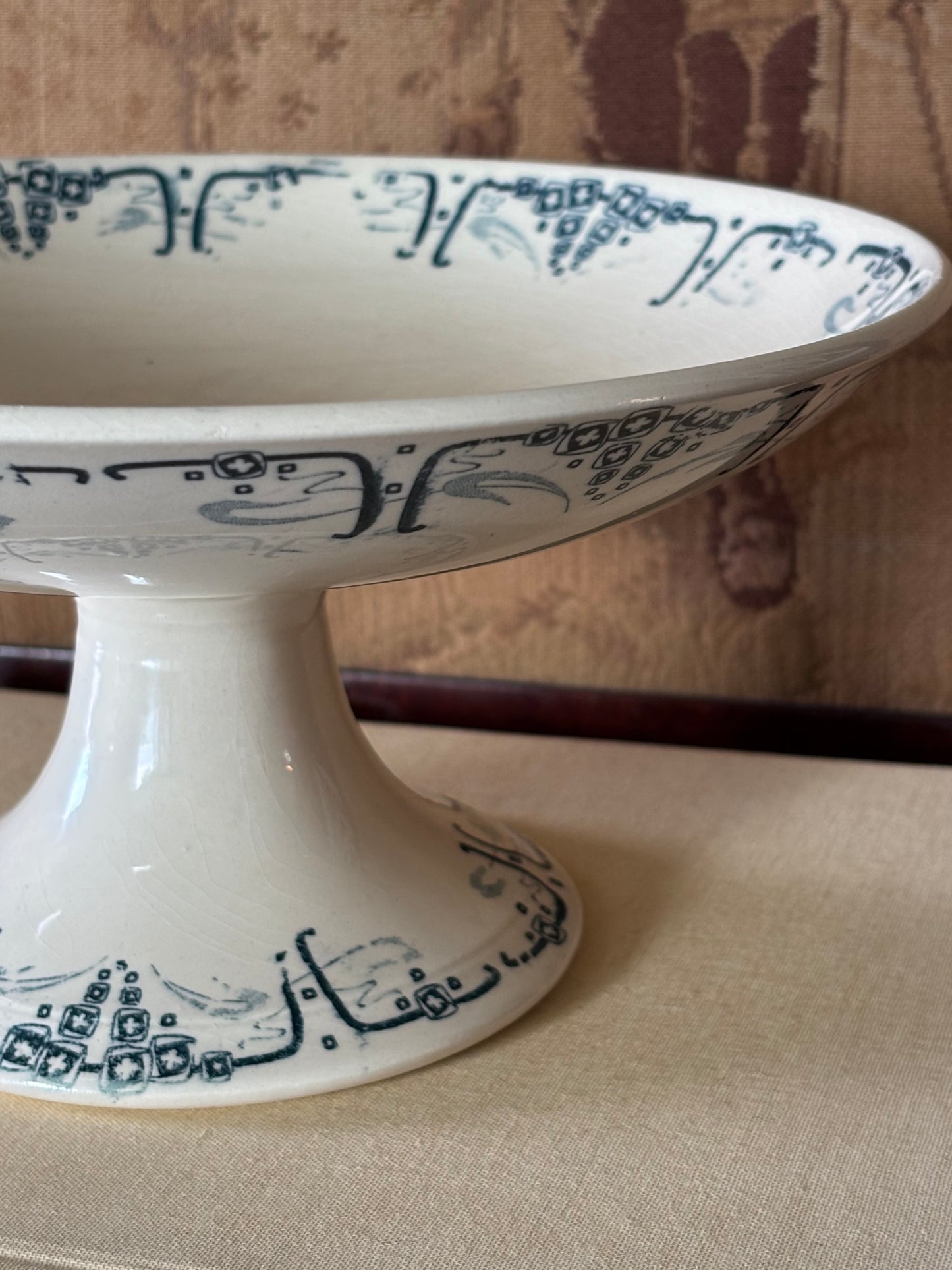 Antique French Longchamp Pedestal Compote Bowl