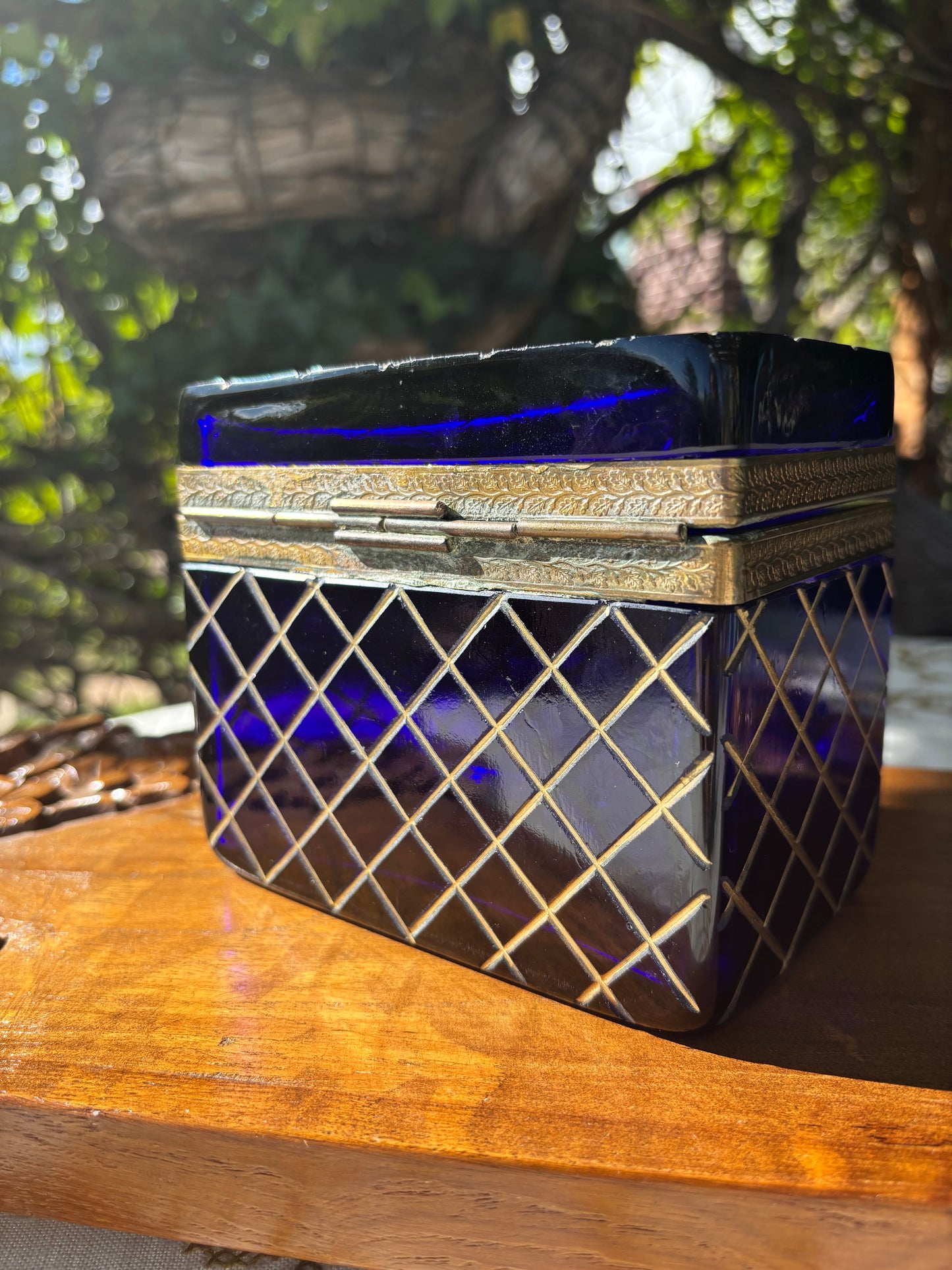 RESERVED 19th Century French Cobalt Blue Casket