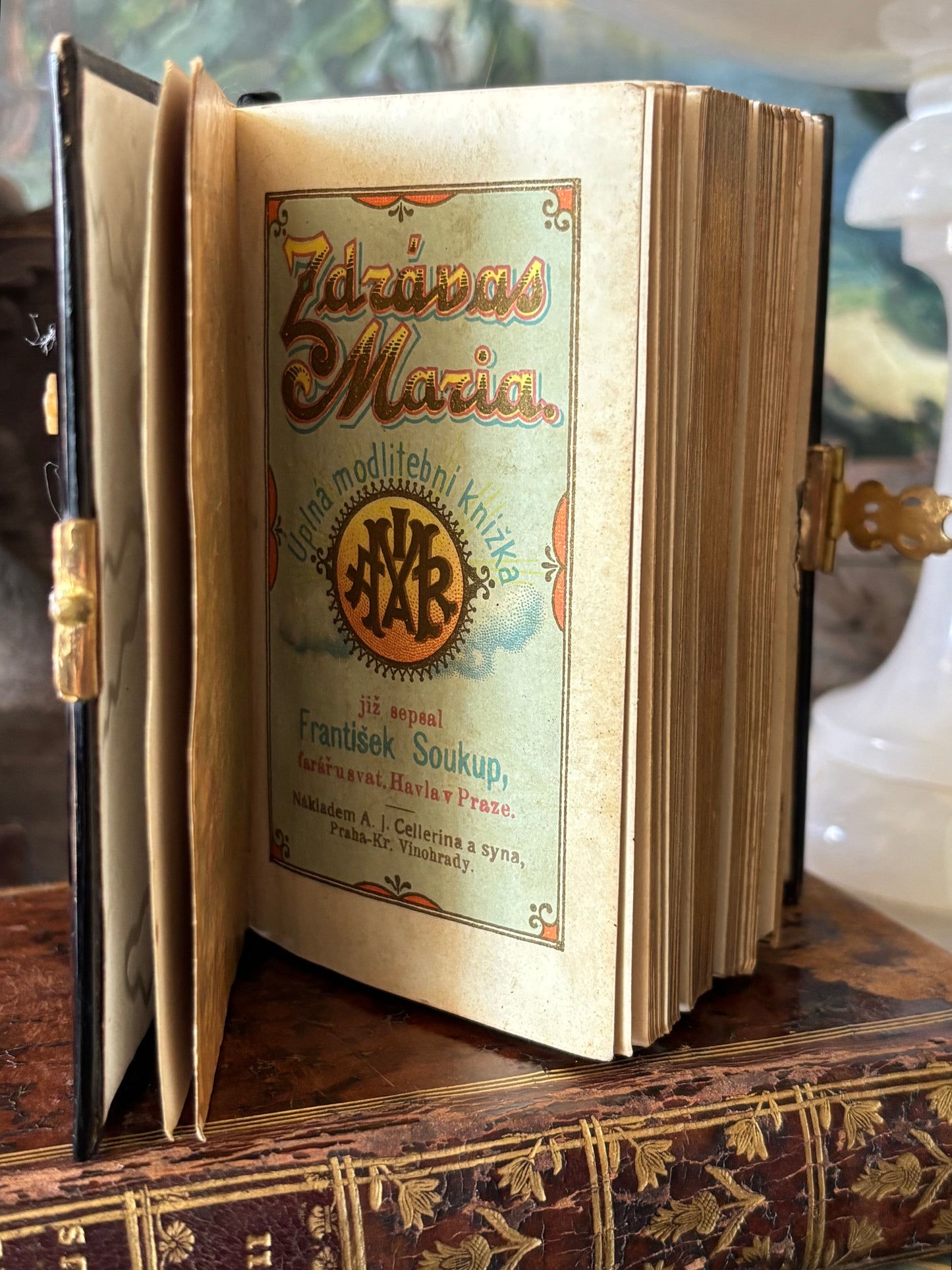Antique 1884 Prayer Book Mother of Pearl Clasp Book Czech