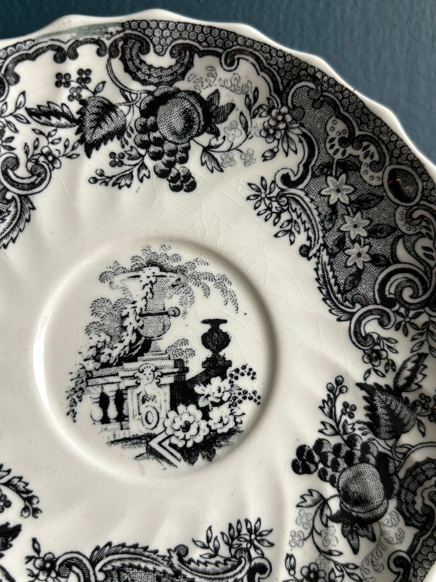 Copeland Spode Black Transferware Plate 4.75”