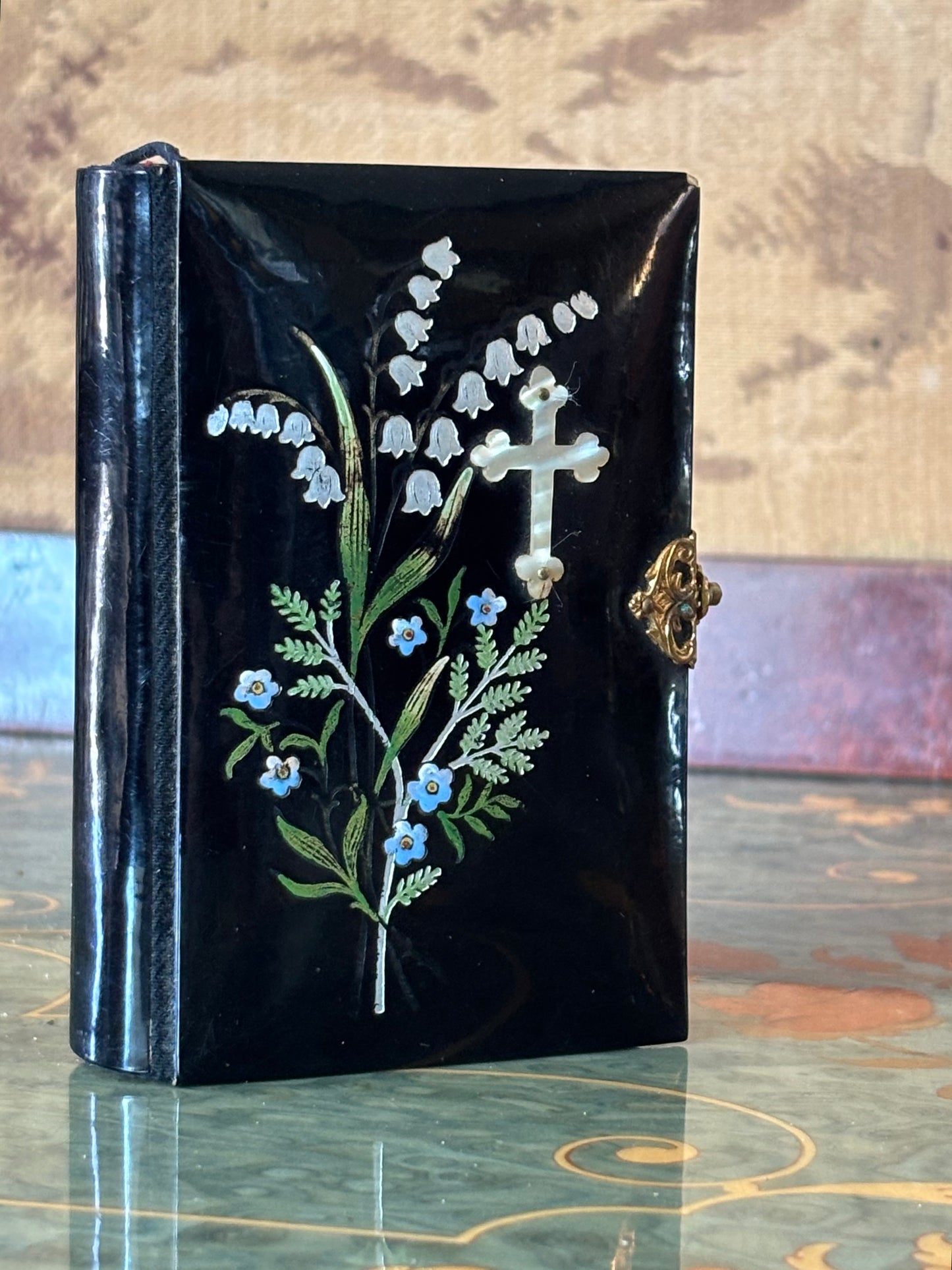 Antique 1884 Prayer Book Mother of Pearl Clasp Book Czech