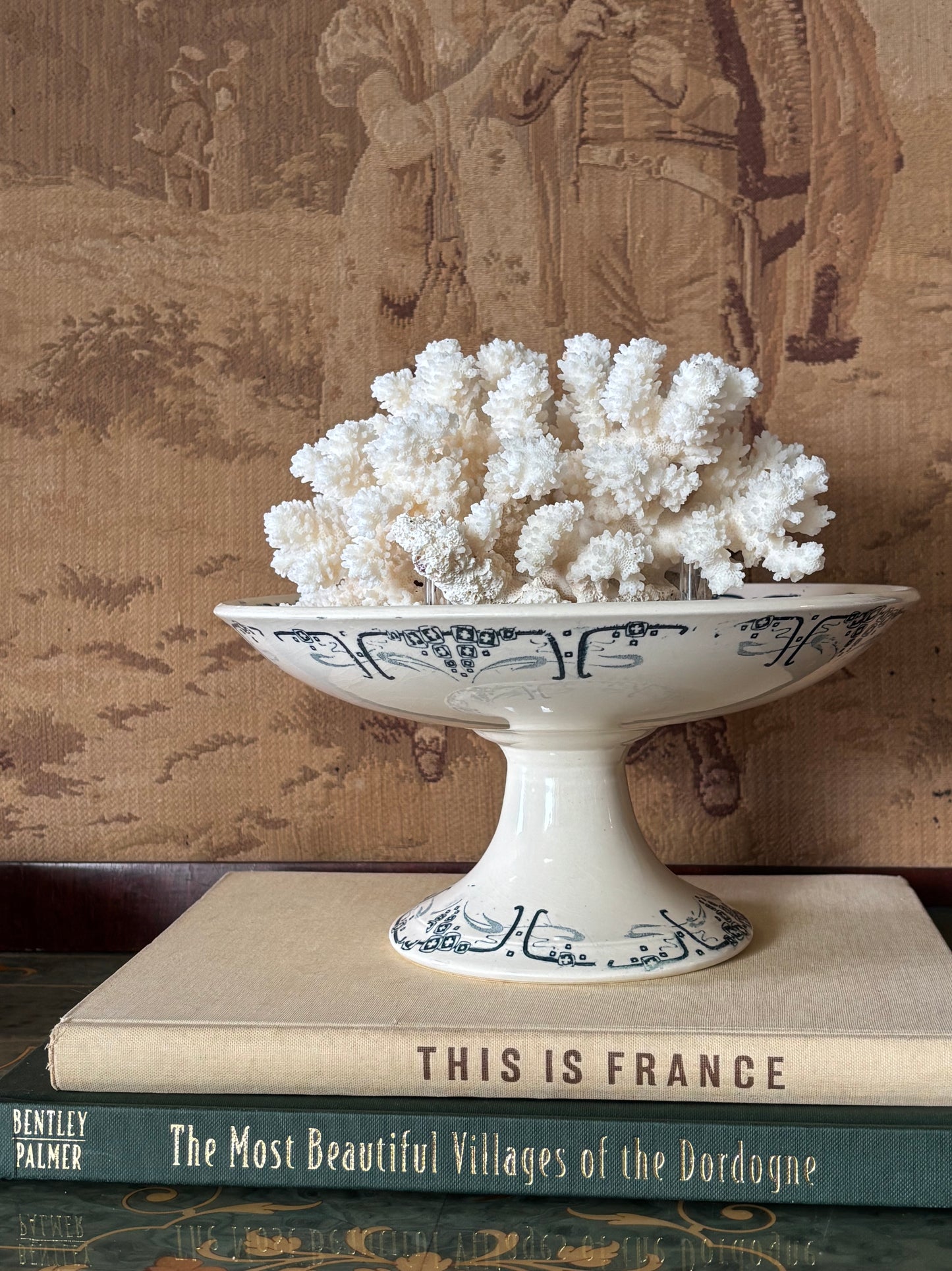 Antique French Longchamp Pedestal Compote Bowl