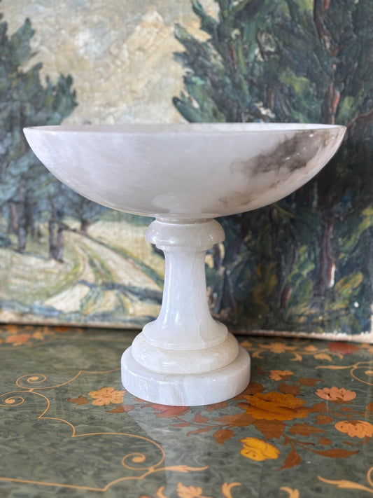 Vintage Italian Alabaster Tazza Compote Pedestal Bowl Centerpiece