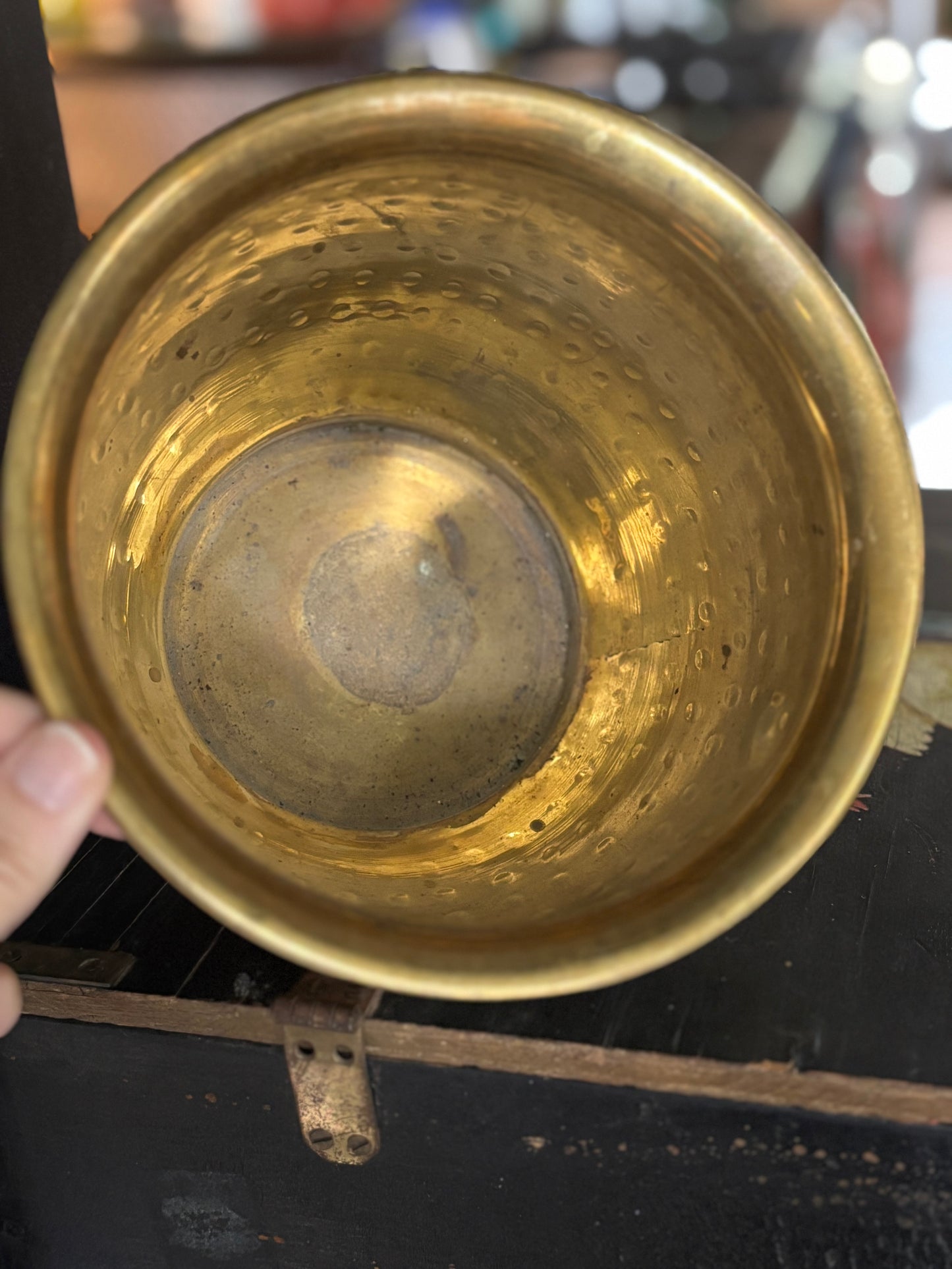 Hammered Brass & Rope Cache Pot Planter