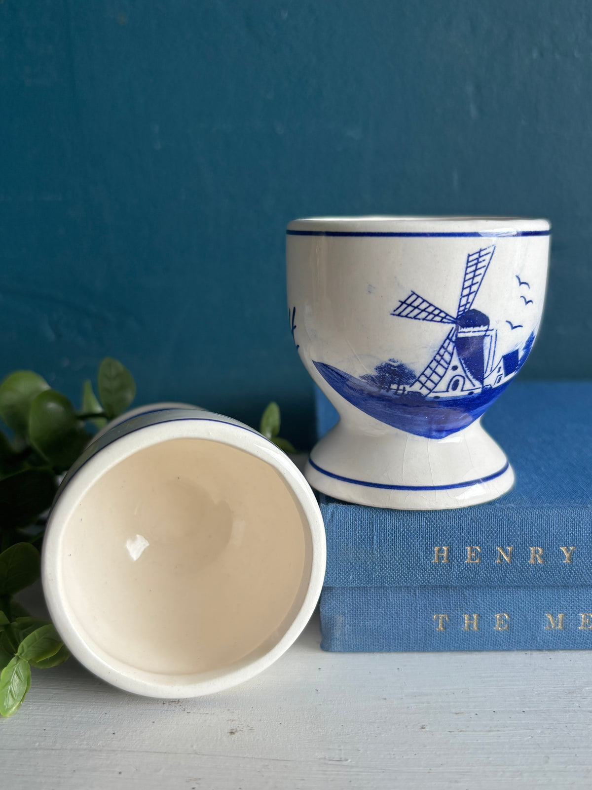 Delft Egg Cups Hand Painted Blue & White