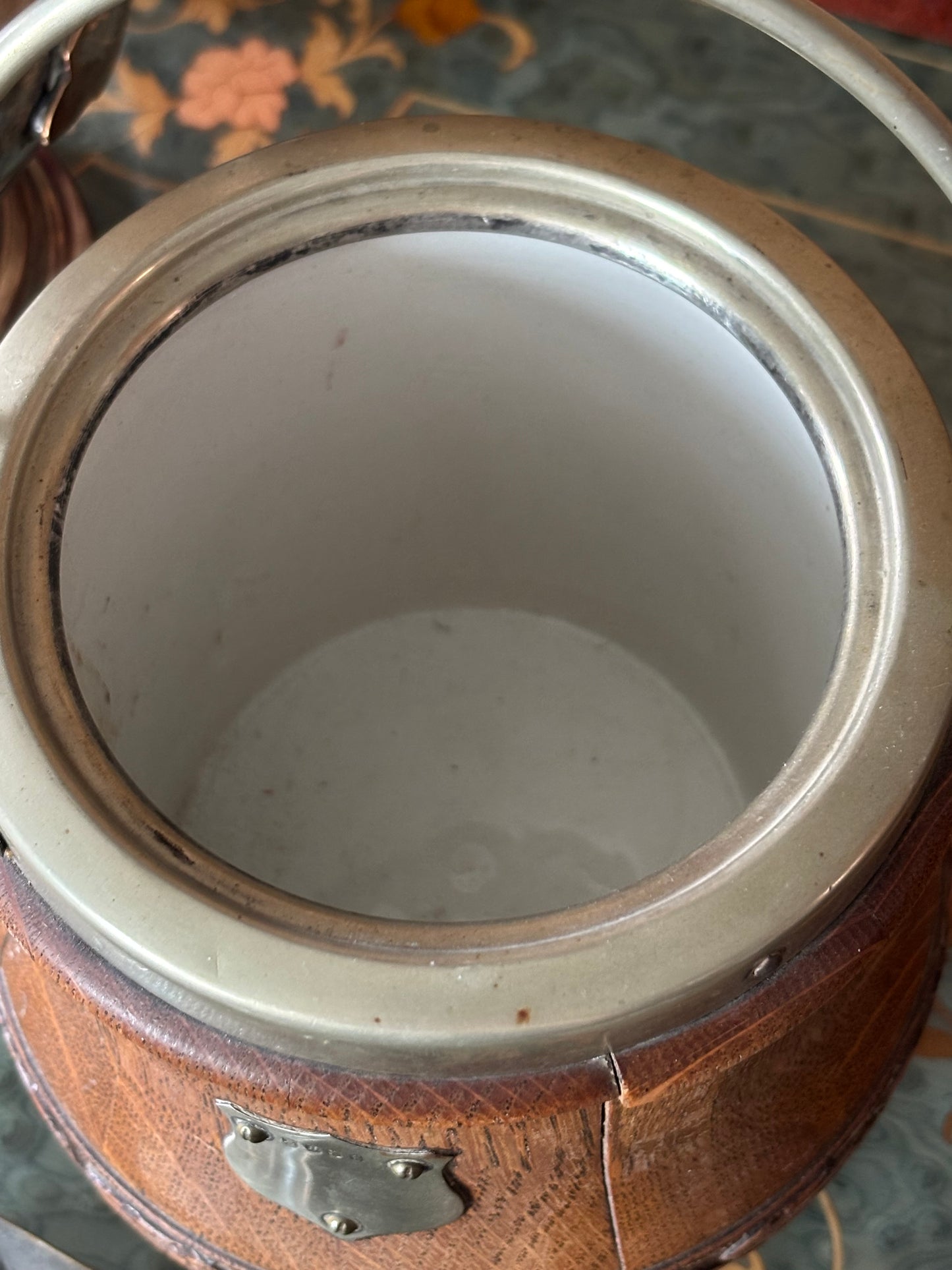 English Oak Silver Biscuit Barrel Ice Bucket
