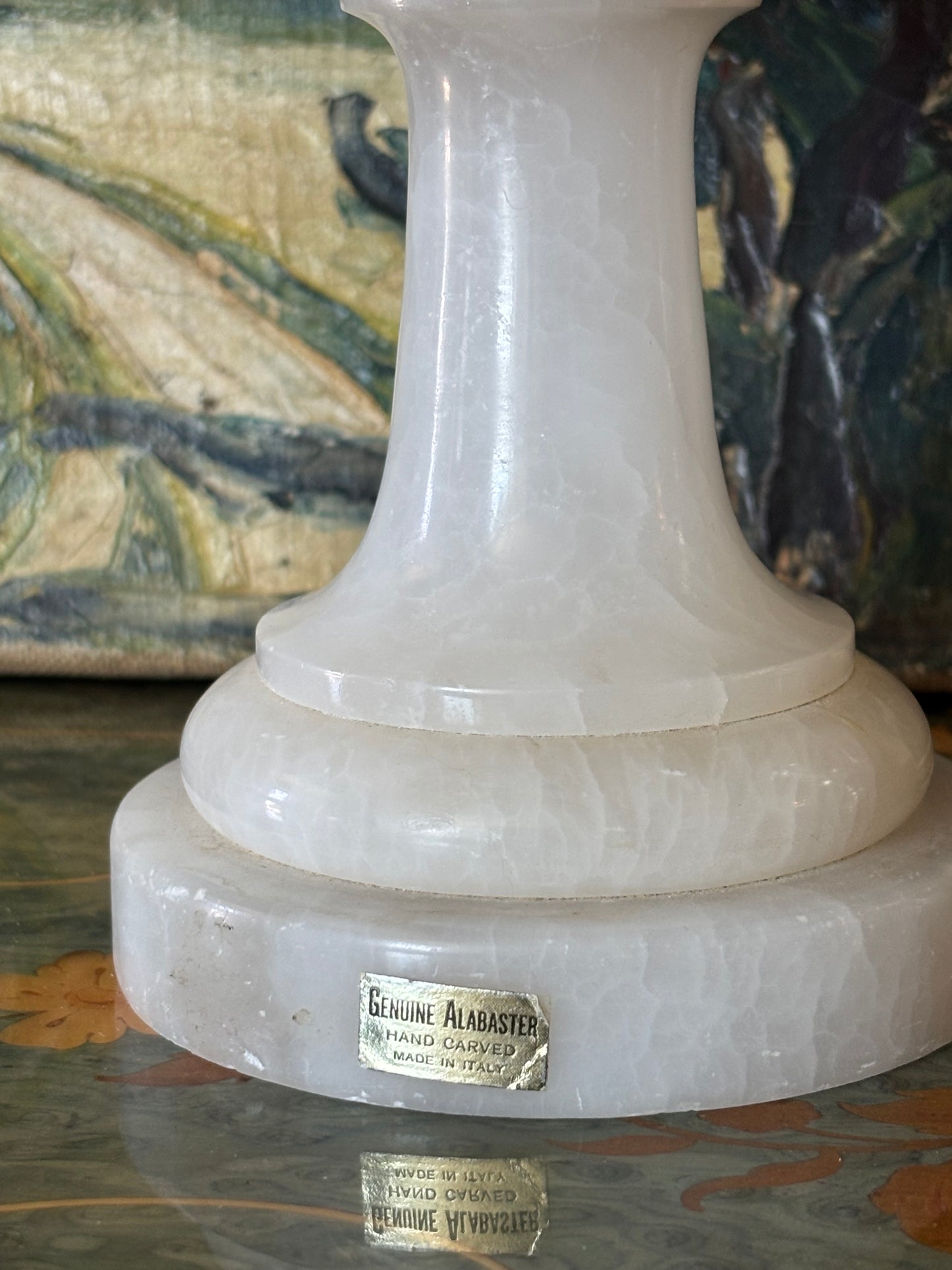 Vintage Italian Alabaster Tazza Compote Pedestal Bowl Centerpiece