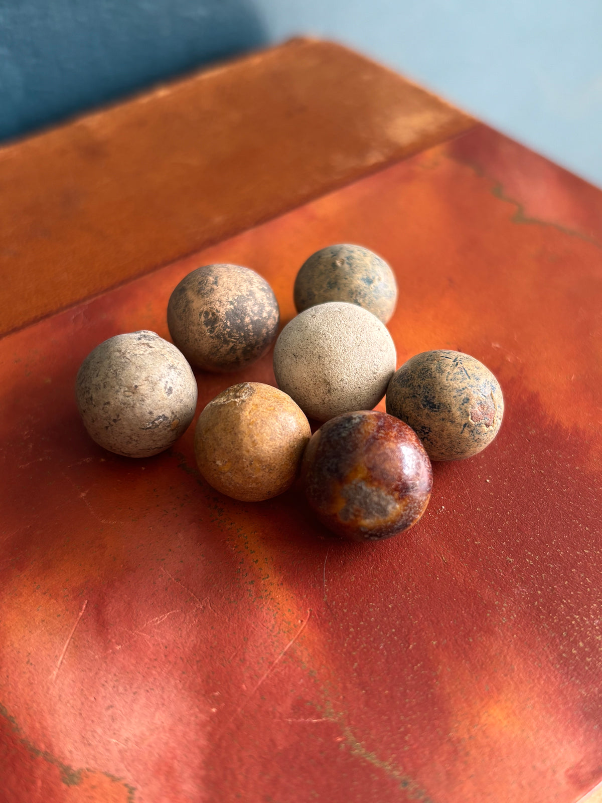Antique Clay Marbles & Medicine Glass Jar