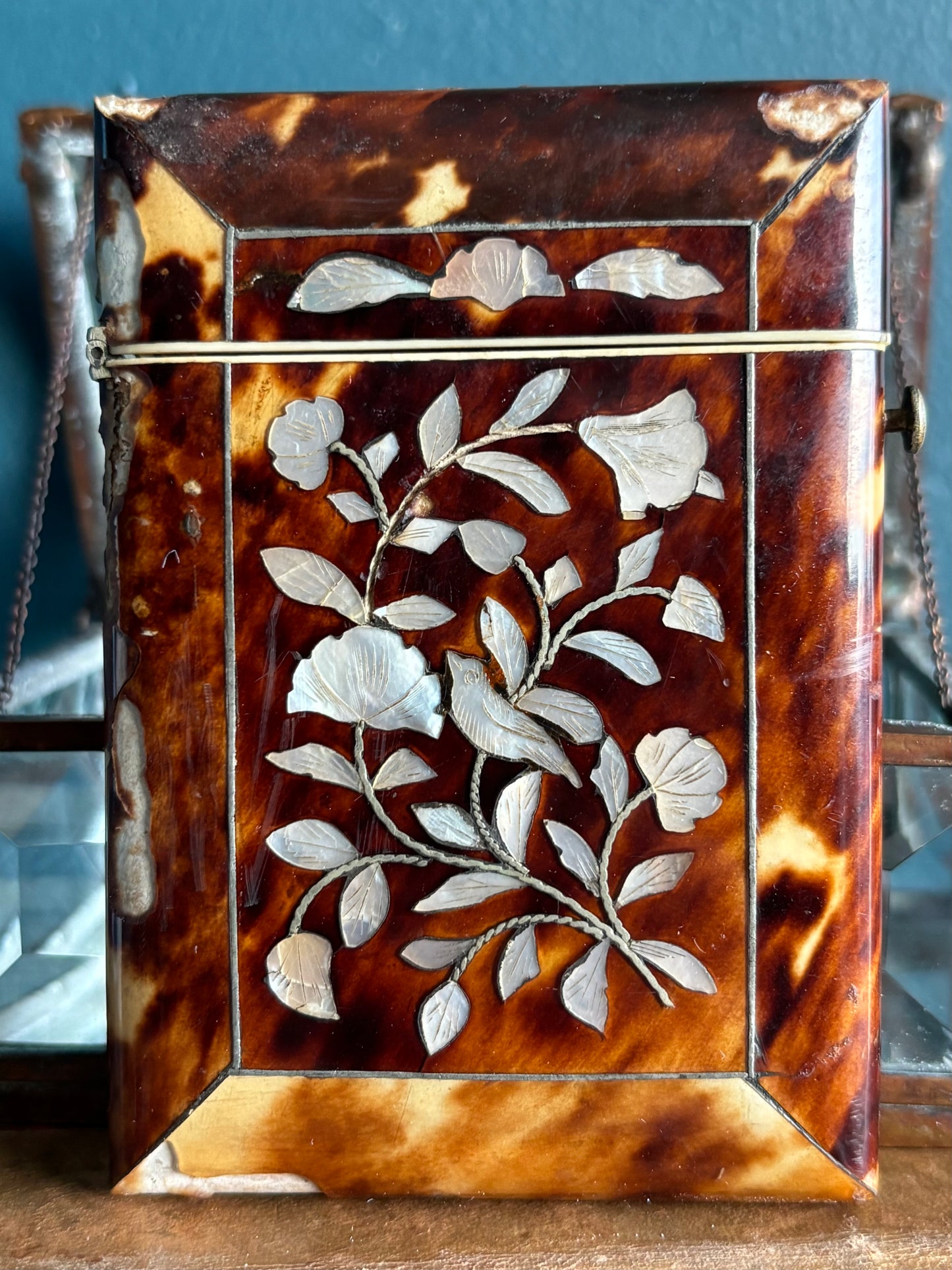 Antique Tortoise Mother of Pearl Card Case