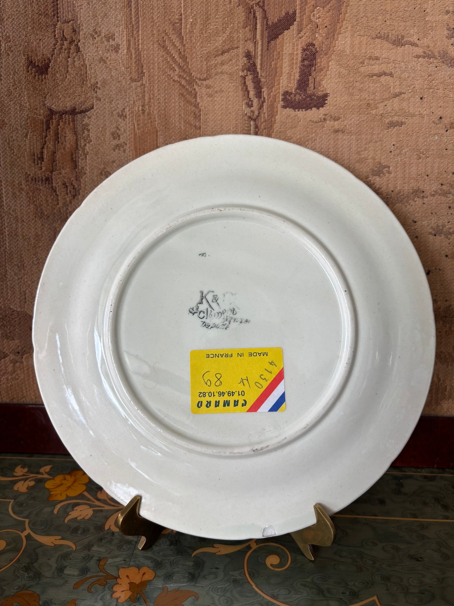 Antique French St Clement Majolica Asparagus Plate