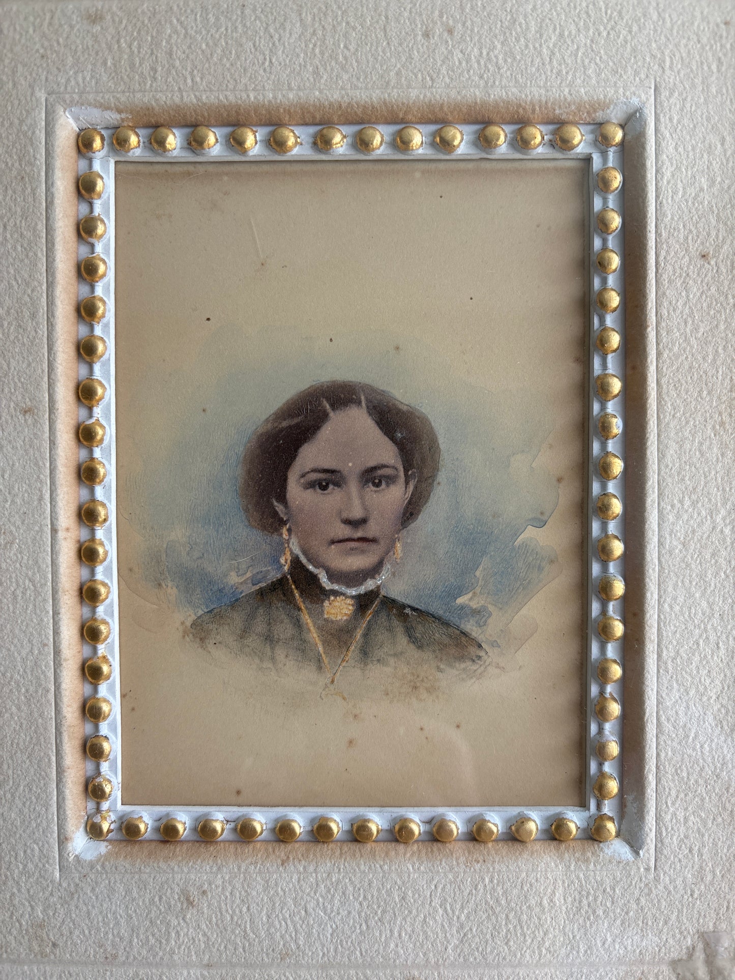 Antique Victorian Portrait Watercolor Gilt Wood Frame