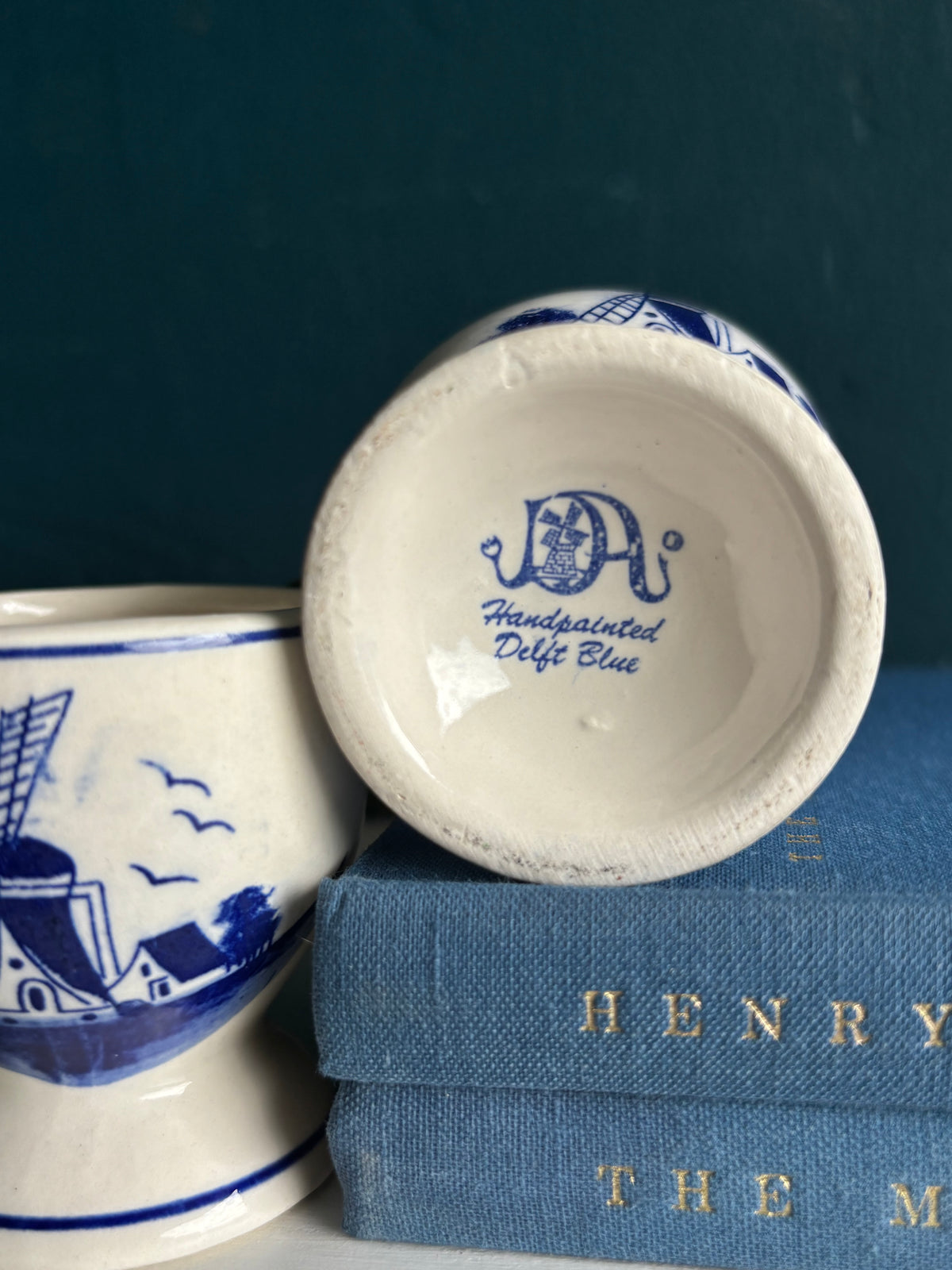Delft Egg Cups Hand Painted Blue & White