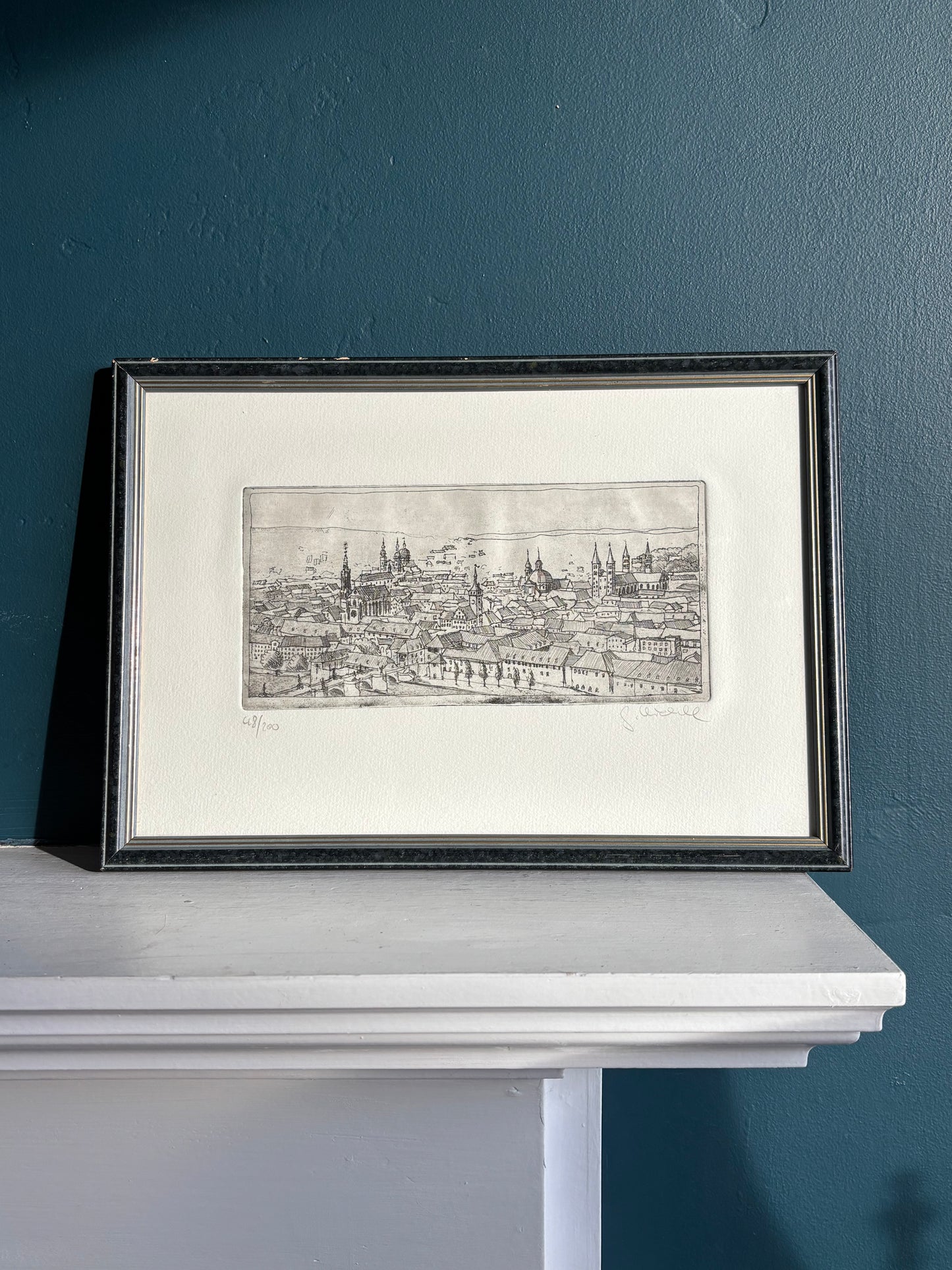 Prague Cityscape Engraving Signed & Numbered