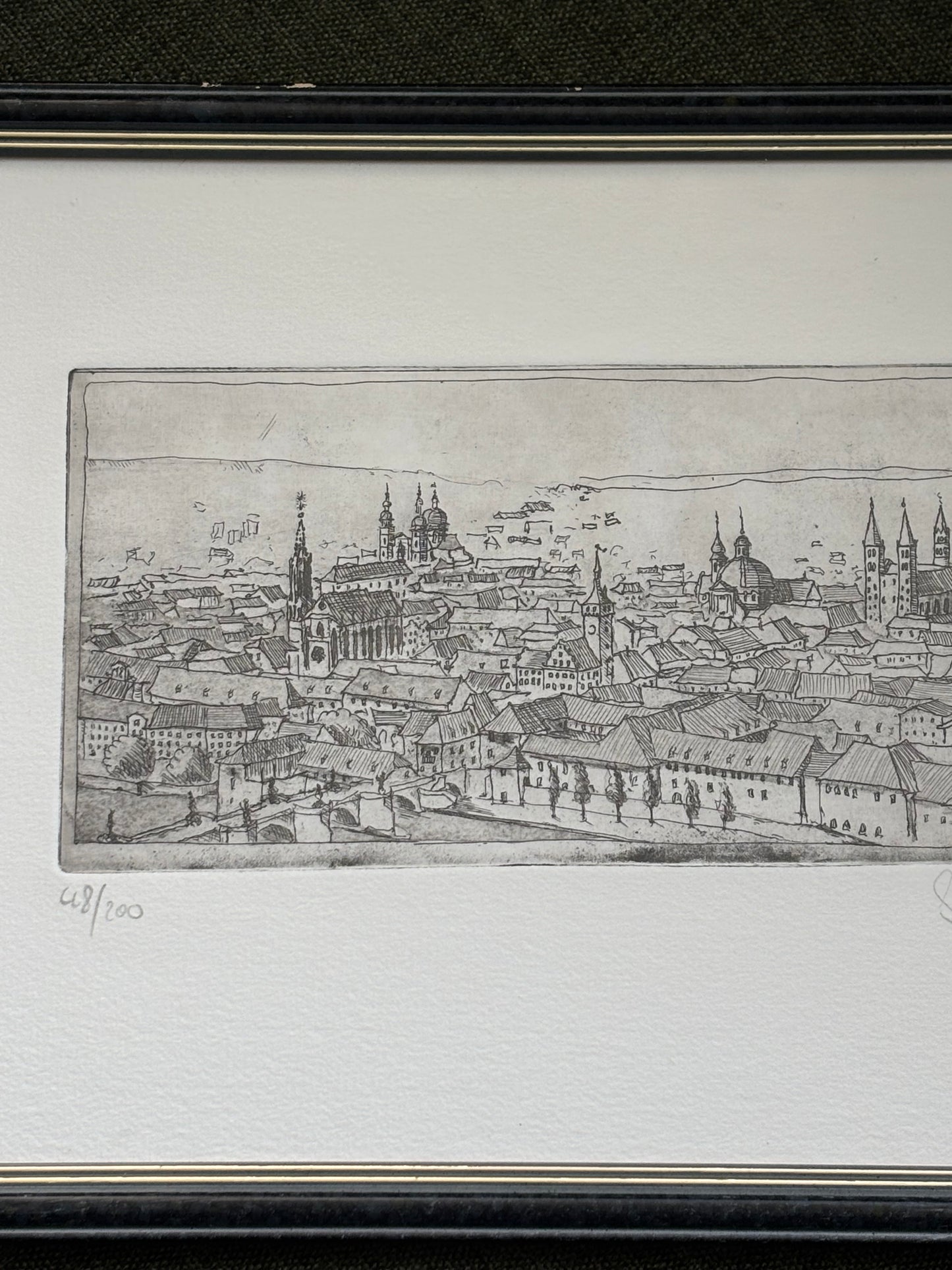 Prague Cityscape Engraving Signed & Numbered