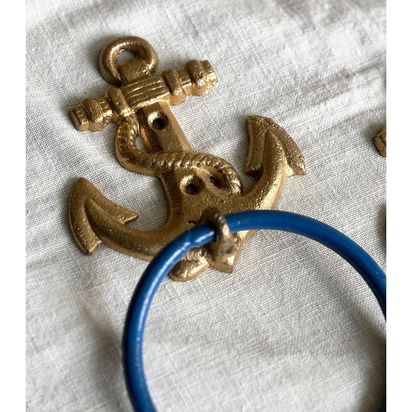 Vintage Cast Iron Gold Anchor Towel Holders image 3