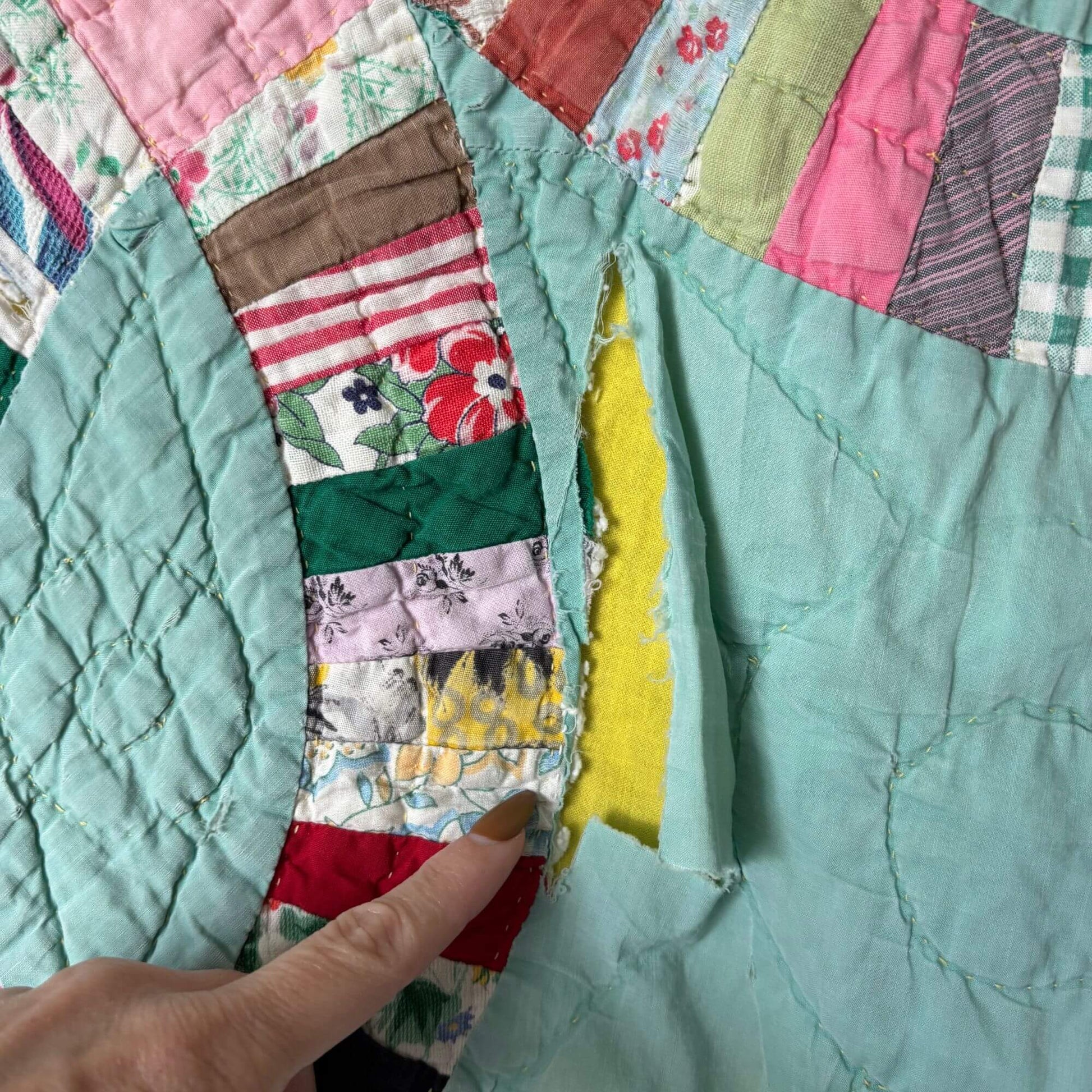 Vintage Double Wedding Ring Handmade Quilt image 5