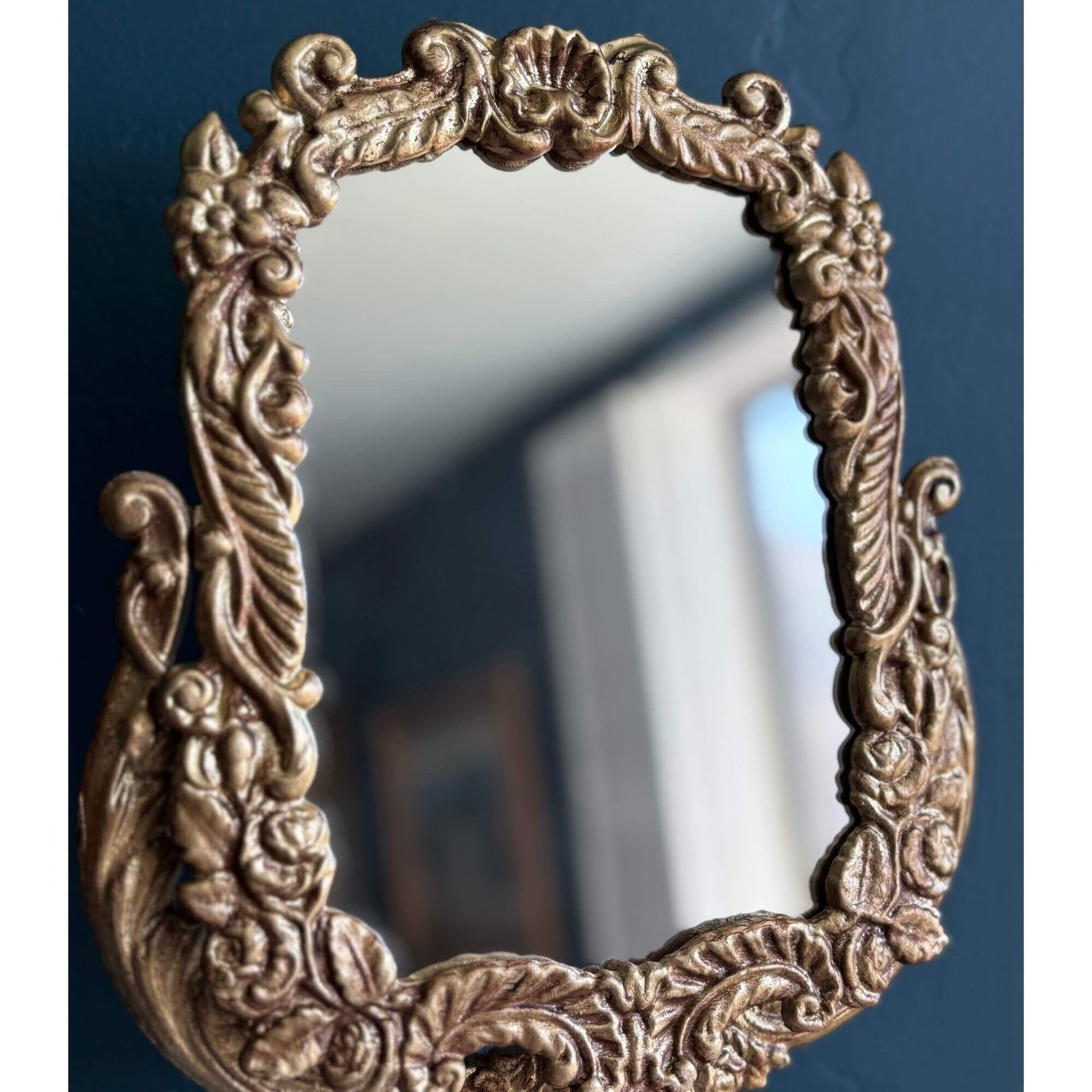 Vintage Gold Cast Iron Gilt Swivel Mirror image 1