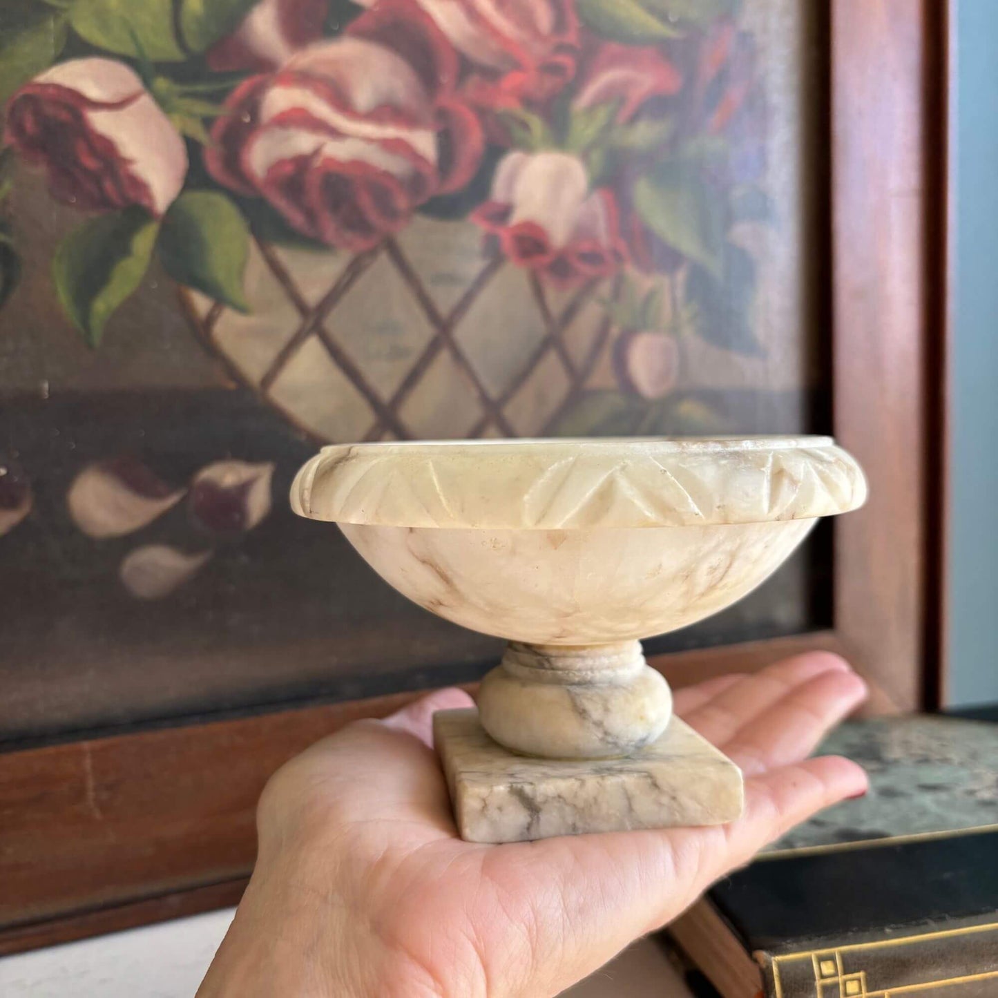 Vintage Alabaster Bird Bath Italian Carved image 4