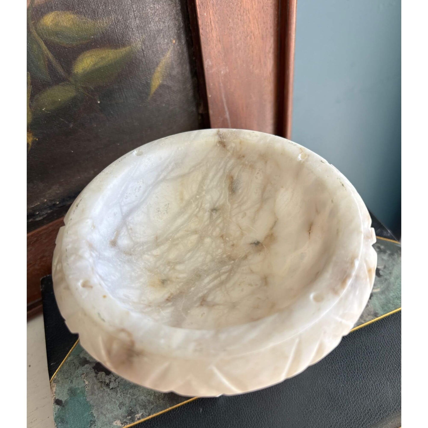 Vintage Alabaster Bird Bath Italian Carved image 2