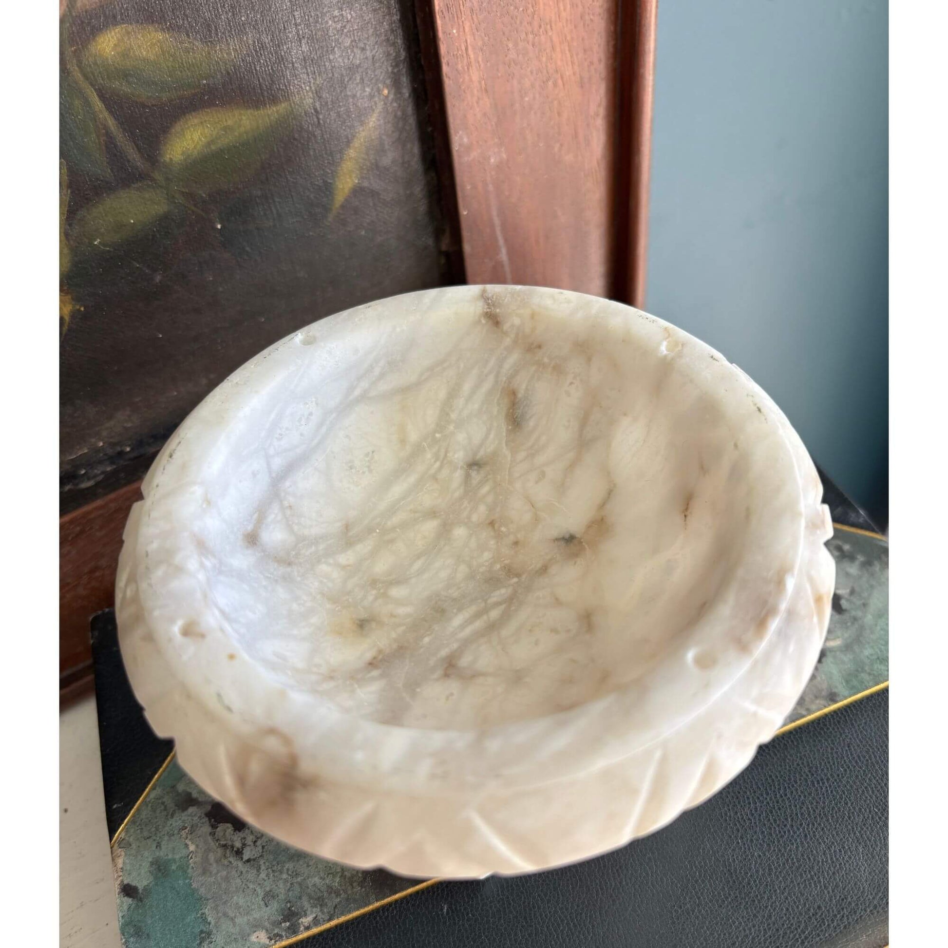 Vintage Alabaster Bird Bath Italian Carved image 2