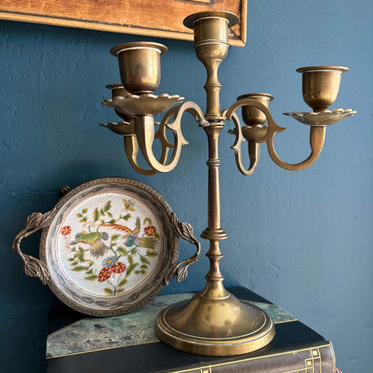 Vintage Brass Candelabra 5 Candlestick Holder image 0