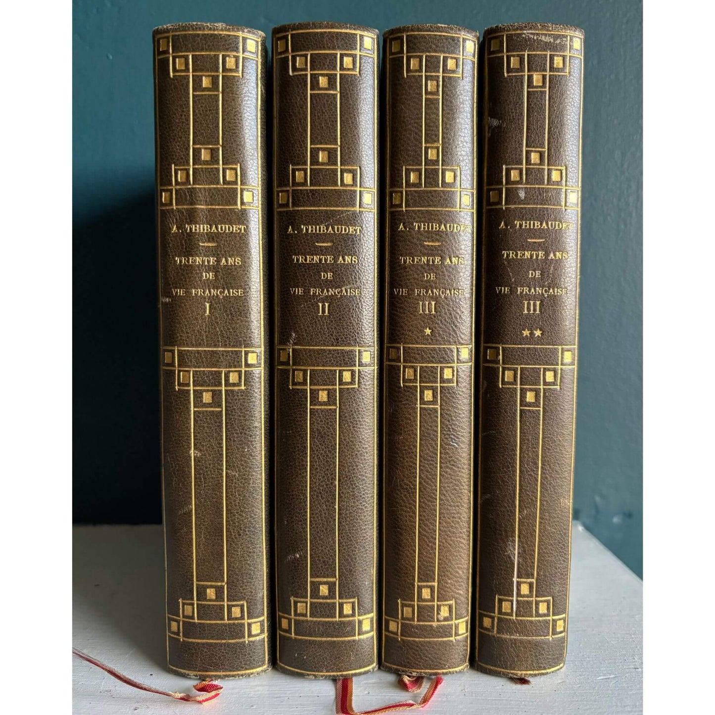 Antique Art Deco French Leather Books Set of 4 Le Bergsonisme image 1