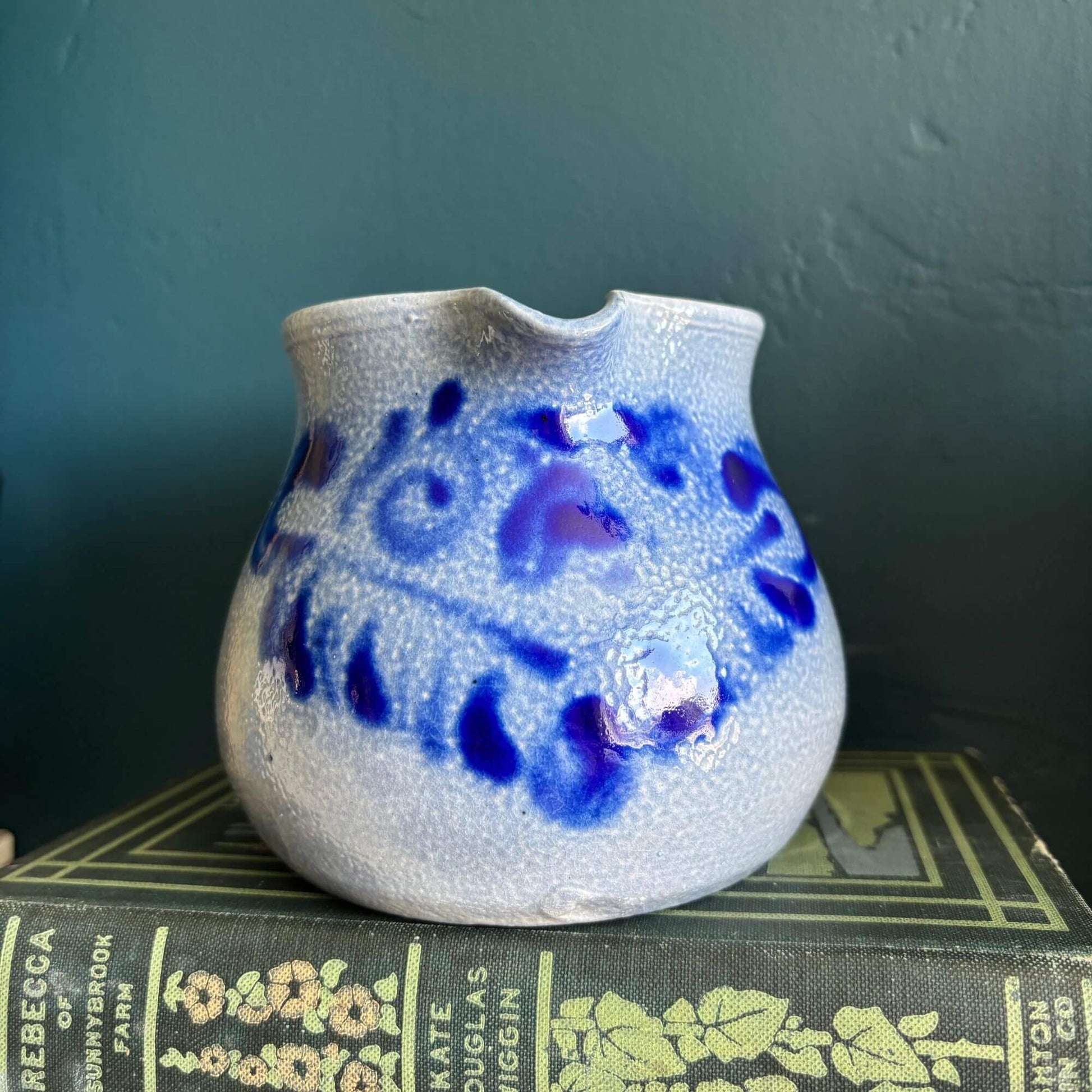 Vintage Blue Salt Glaze Pitcher or Creamer image 0