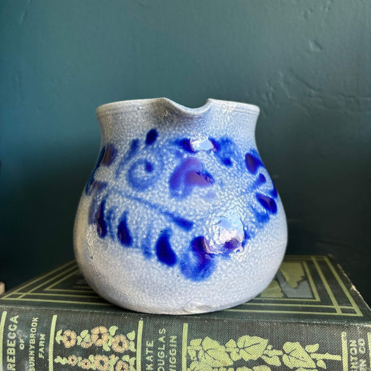 Vintage Blue Salt Glaze Pitcher or Creamer image 0