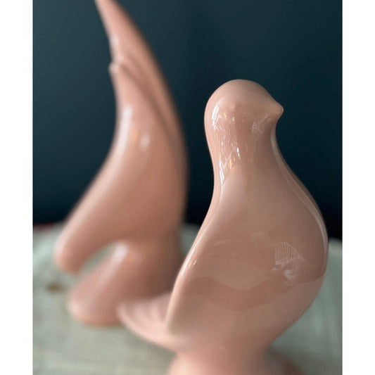 Vintage Italian Mid Century Pink Ceramic Lovebirds image 0