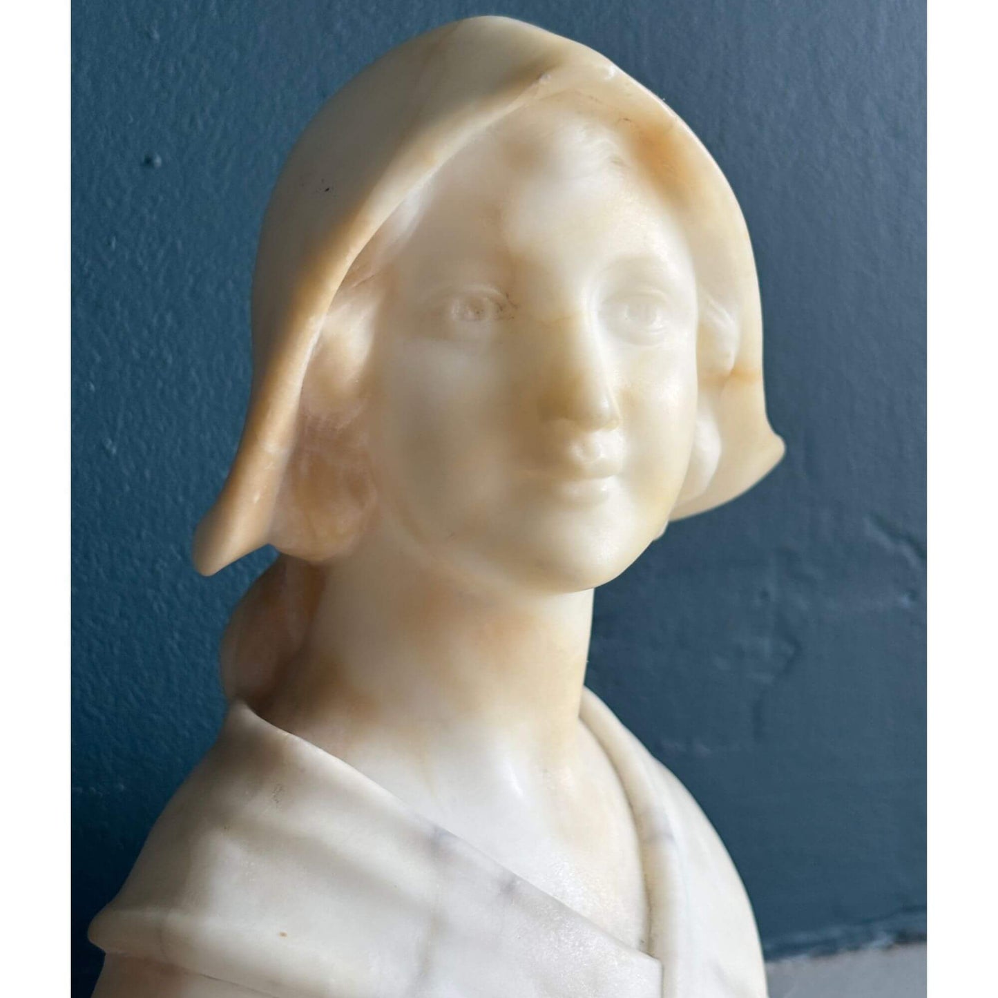Vintage Signed Enrico Brunelleschi Alabaster Bust Woman image 9