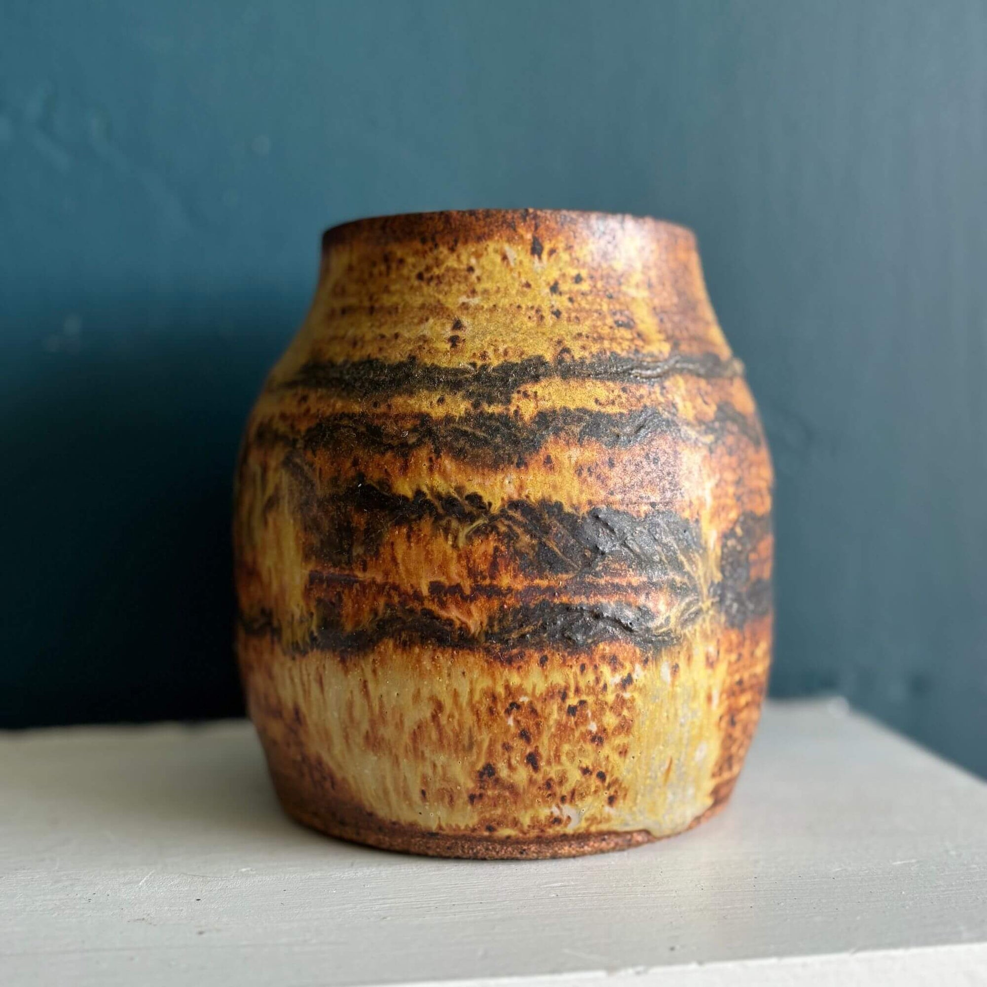 Vintage Studio Pottery Natural Bulbous Vase image 0