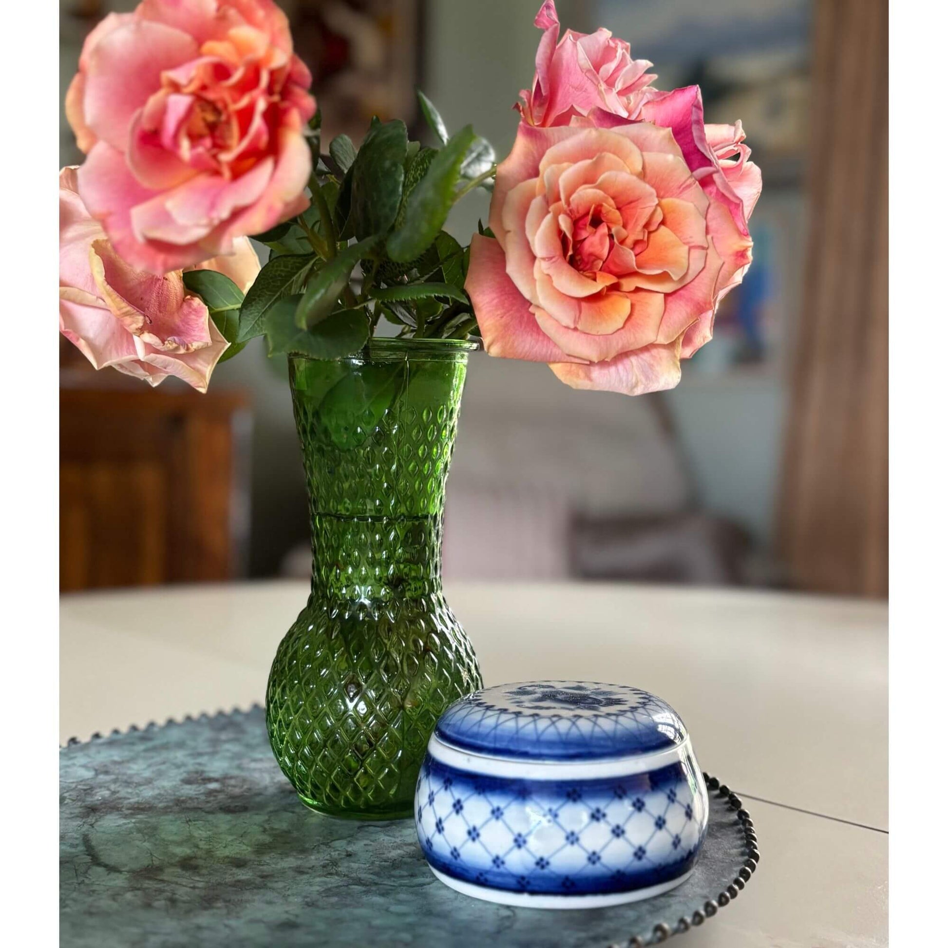Vintage Russian Blue & White Porcelain Lidded Jar image 1