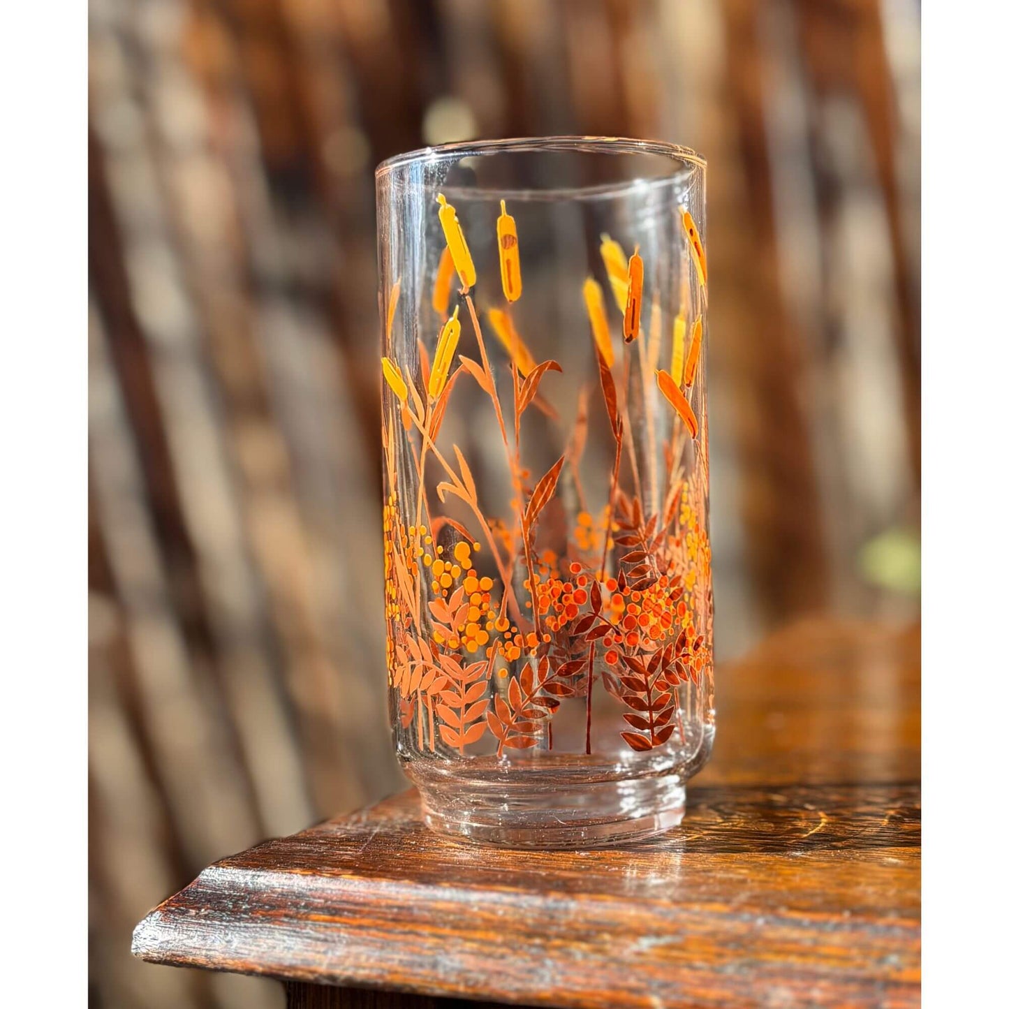 Vintage Libbey Cattail Drinking Glasses Set of 5 image 1