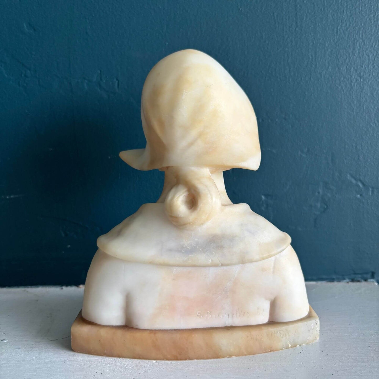 Vintage Signed Enrico Brunelleschi Alabaster Bust Woman image 4