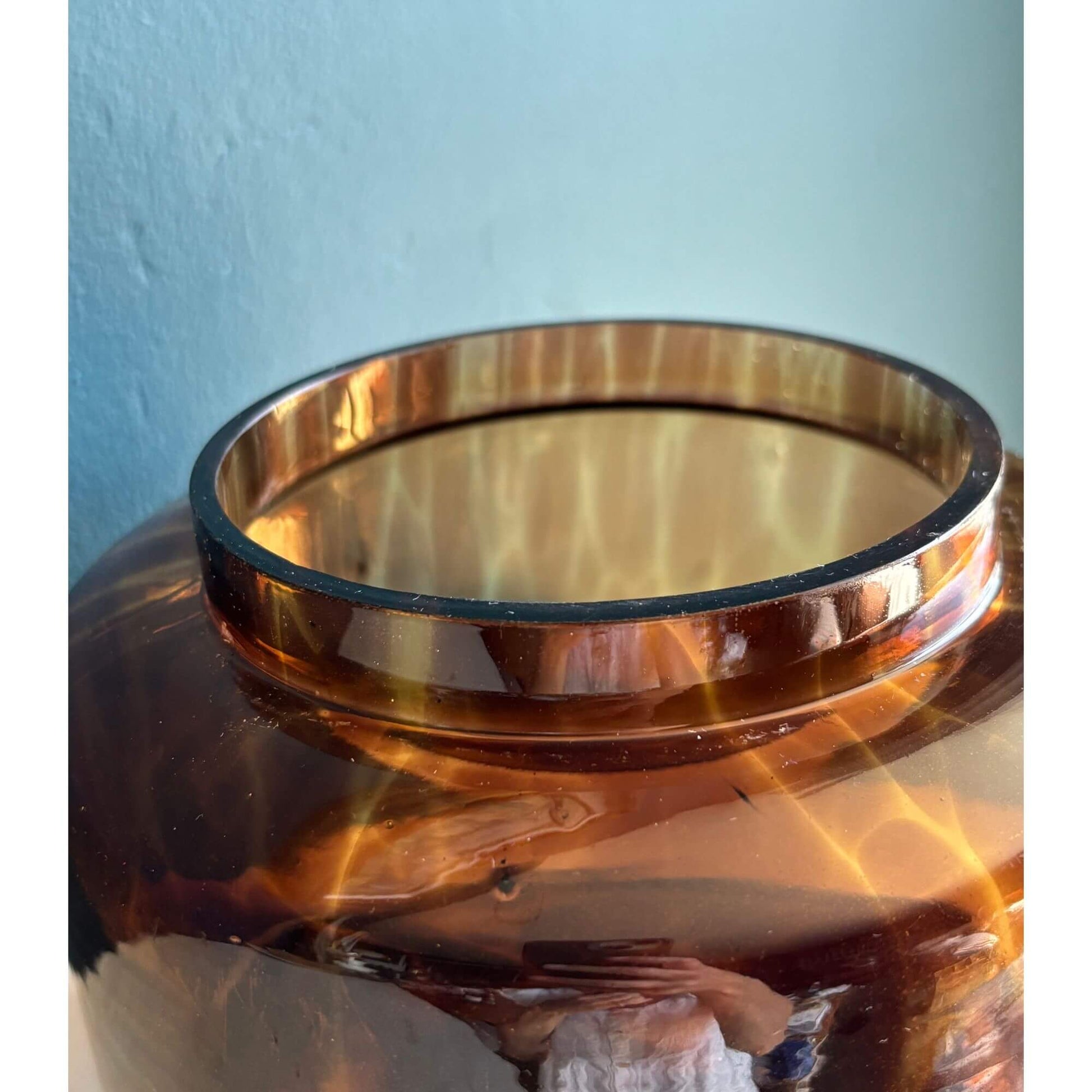 Vintage Tortoise Glass Apothecary Canister Jar w/ Metal Lid image 3
