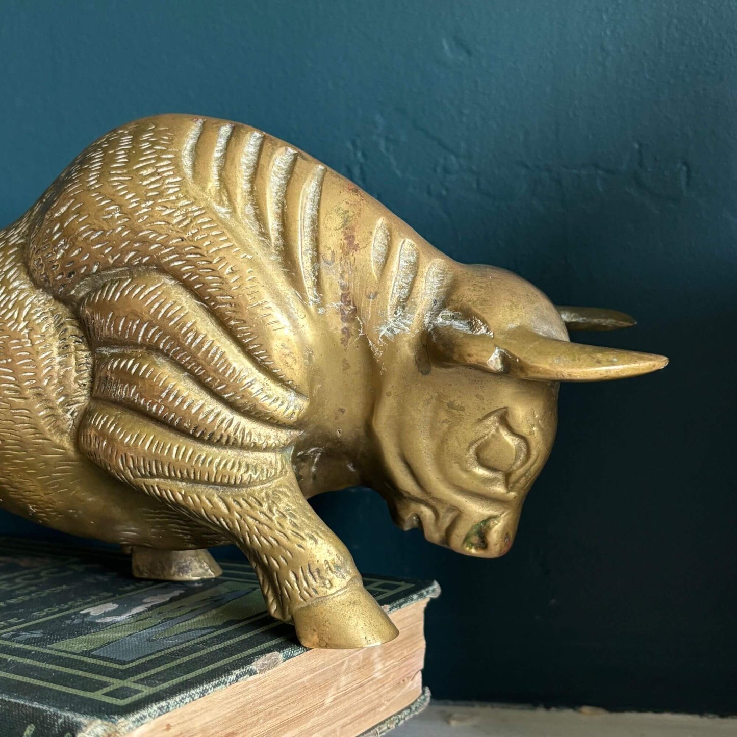 Stunning Vintage Large 12" Solid Brass Charging Bull image 3